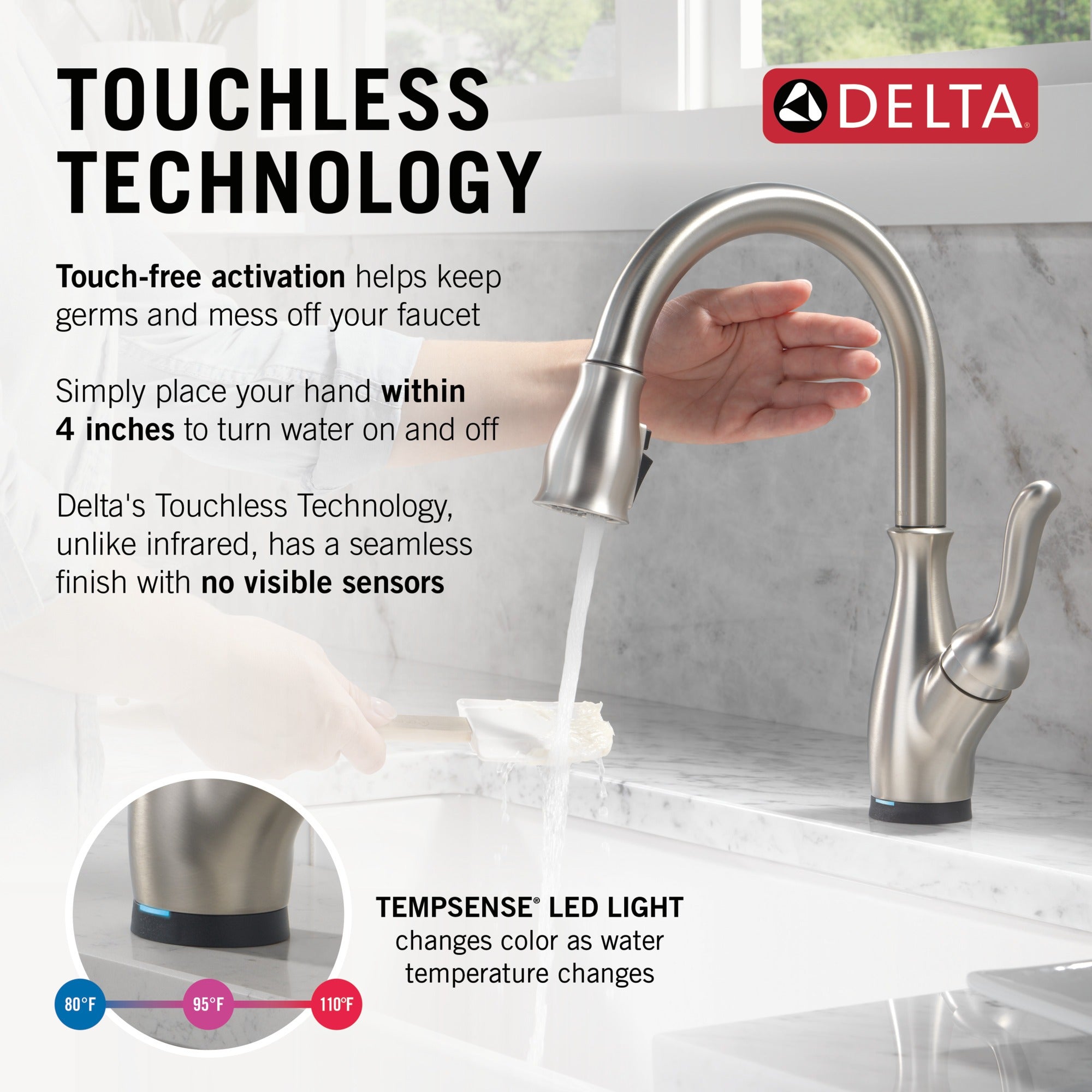 Delta Leland® Touch<sub>2</sub>O® Technology Kitchen Faucet with Touchless Technology