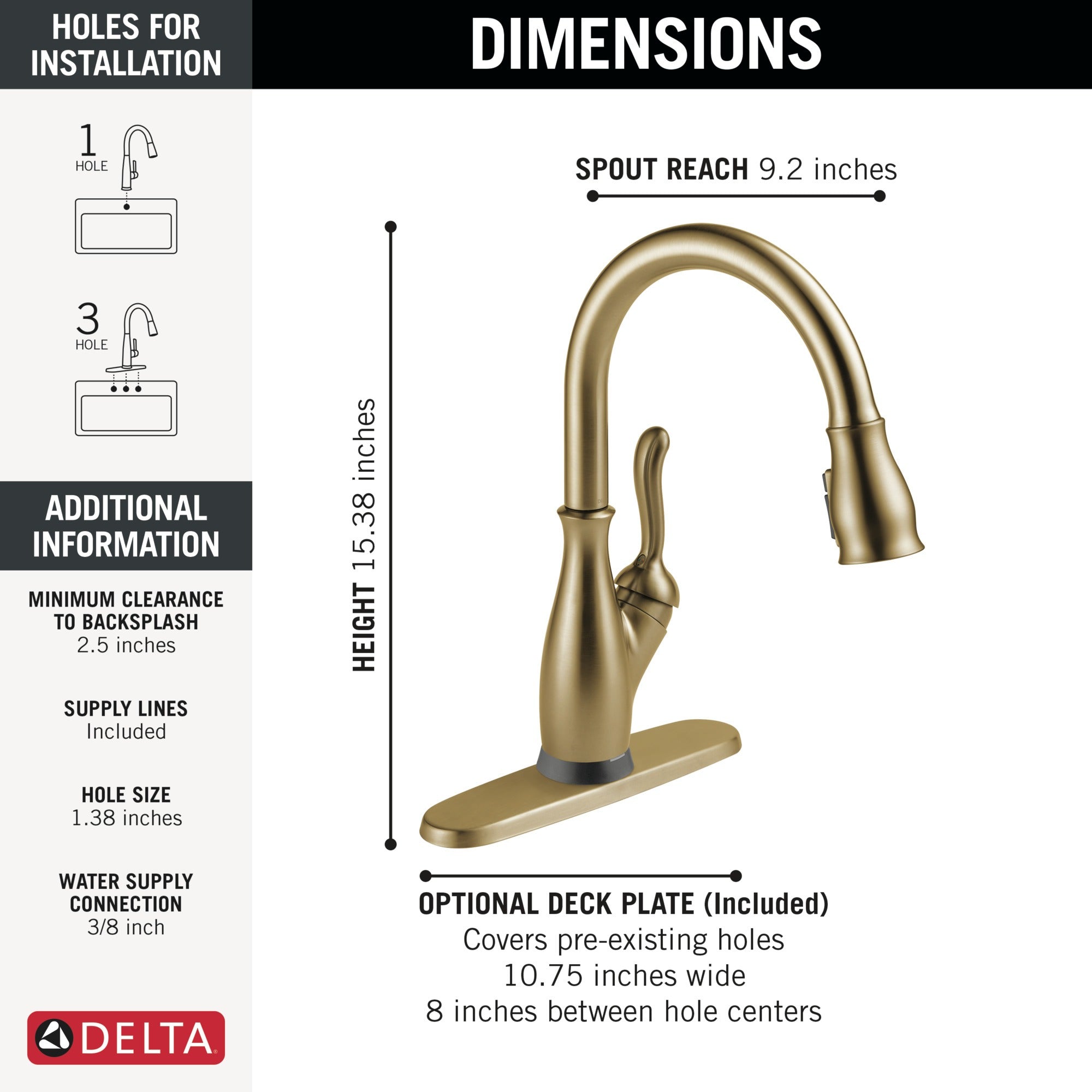 Delta Leland® VoiceIQ® Single Handle Pull-Down Faucet with Touch<sub>2</sub>O® Technology