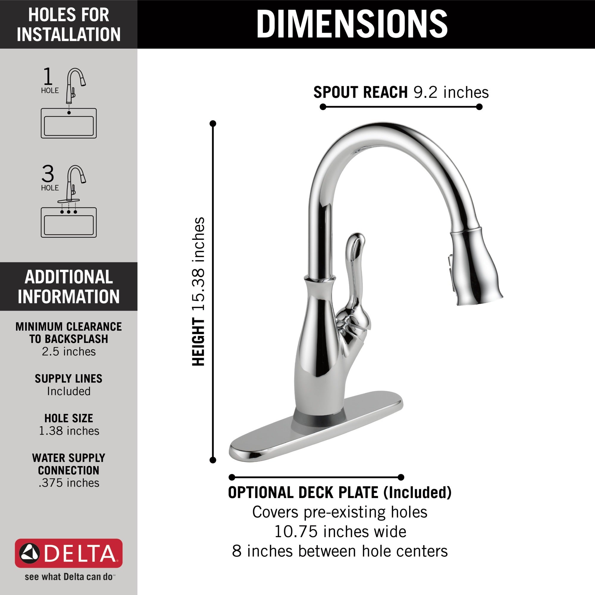 Delta Leland® VoiceIQ® Single Handle Pull-Down Faucet with Touch<sub>2</sub>O® Technology