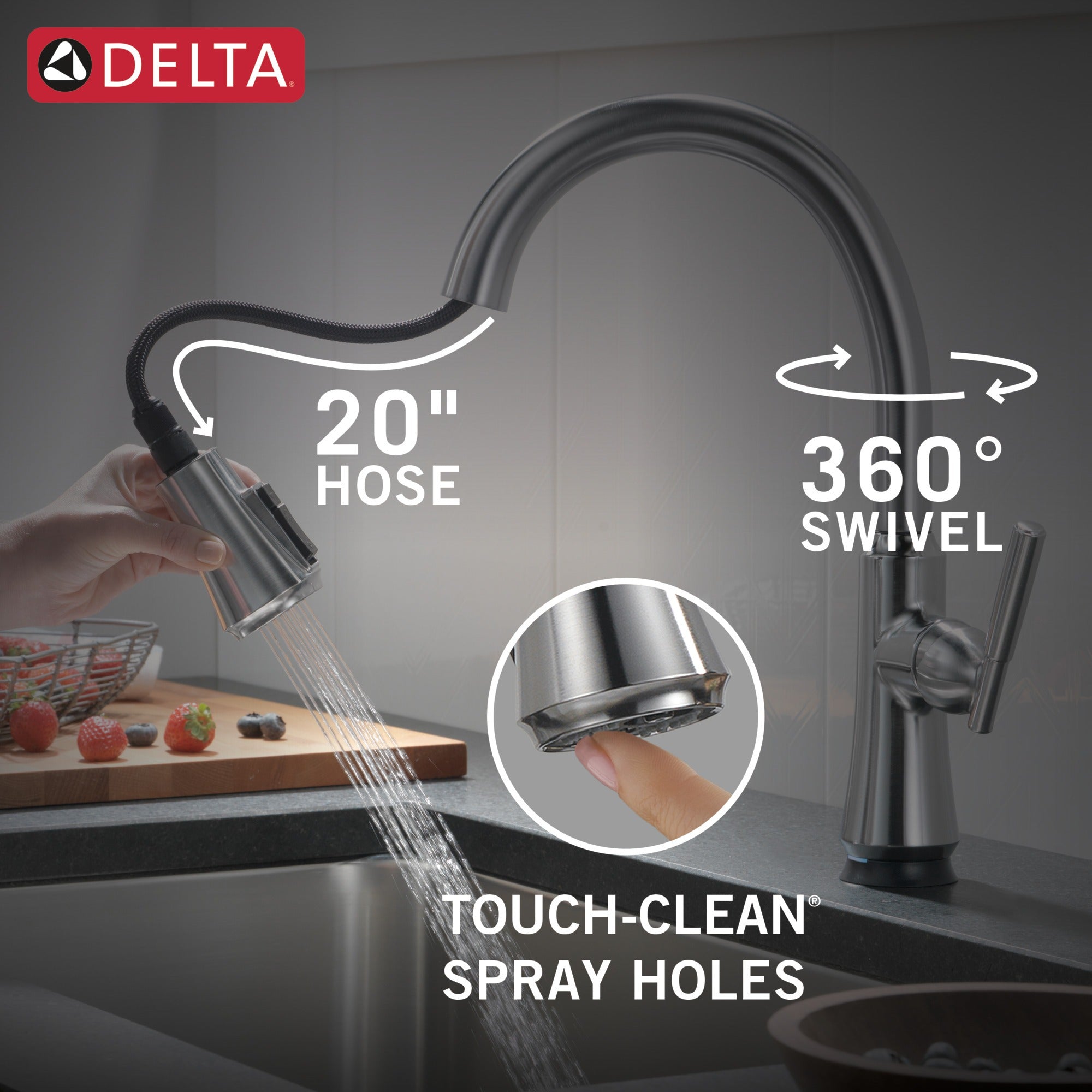 Delta Coranto® Single Handle Pull-Down Kitchen Faucet with Touch<sub>2</sub>O® Technology