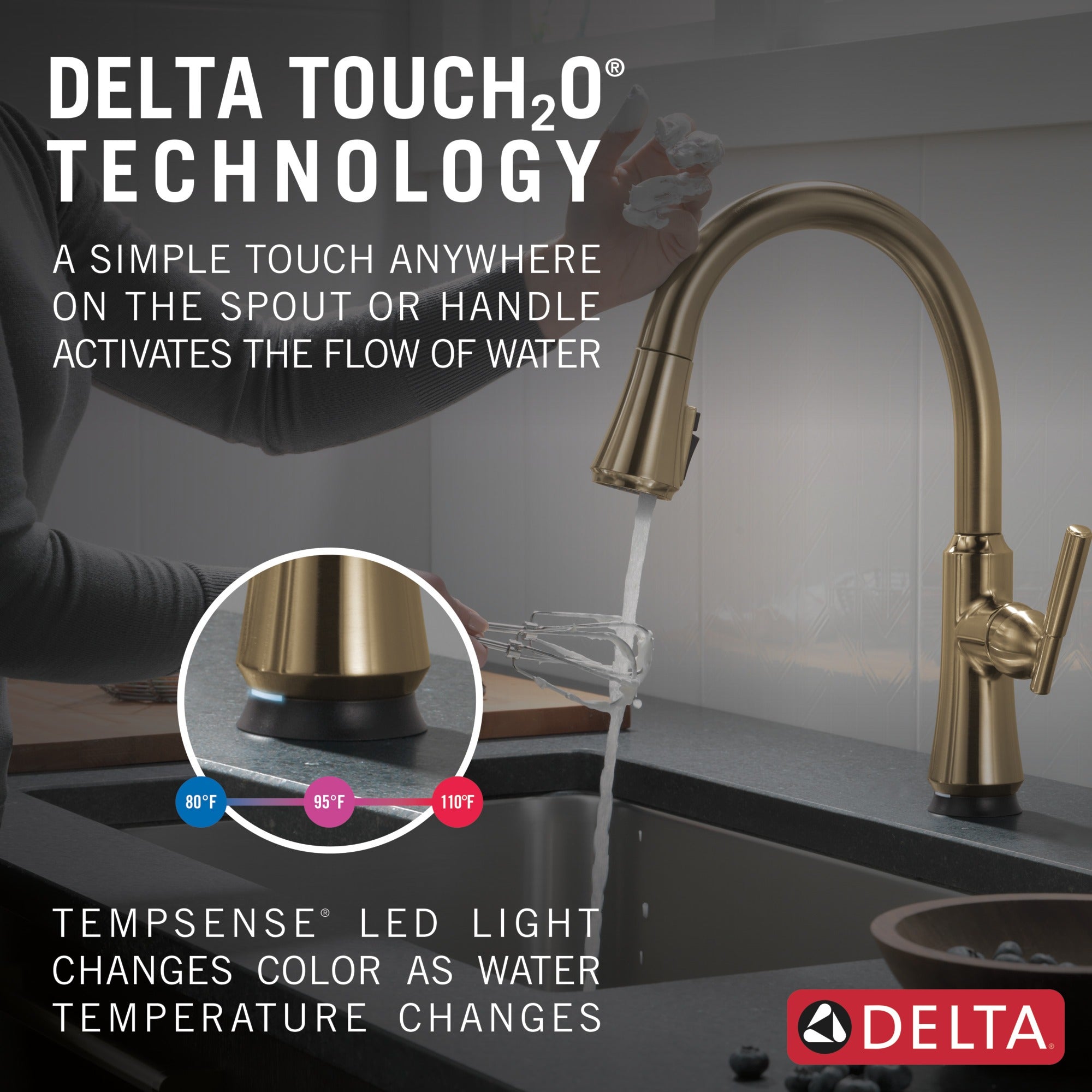 Delta Coranto® Single Handle Pull-Down Kitchen Faucet with Touch<sub>2</sub>O® Technology Technology