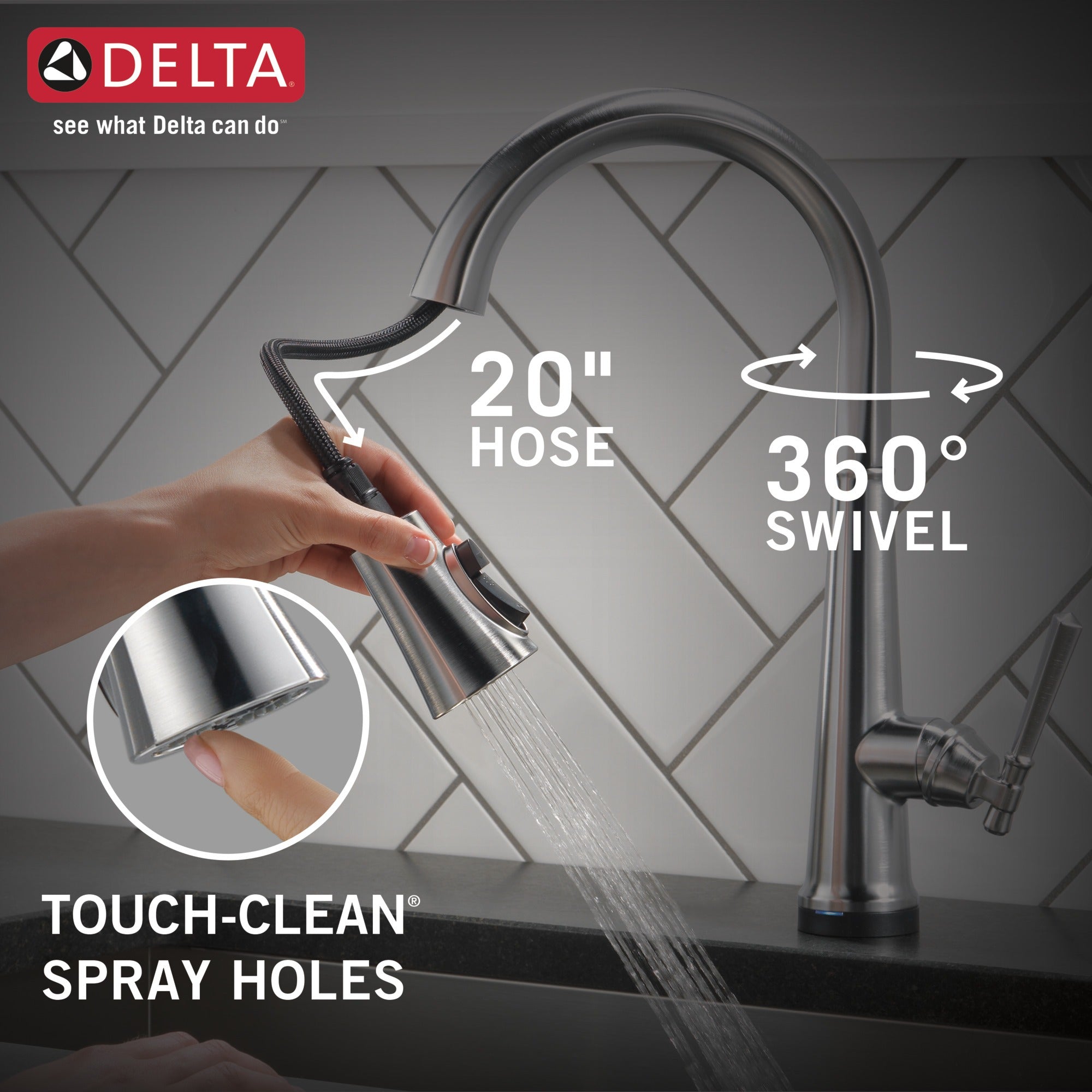 Delta Emmeline® Single Handle Pull-Down Kitchen Faucet with Touch<sub>2</sub>O® Technology