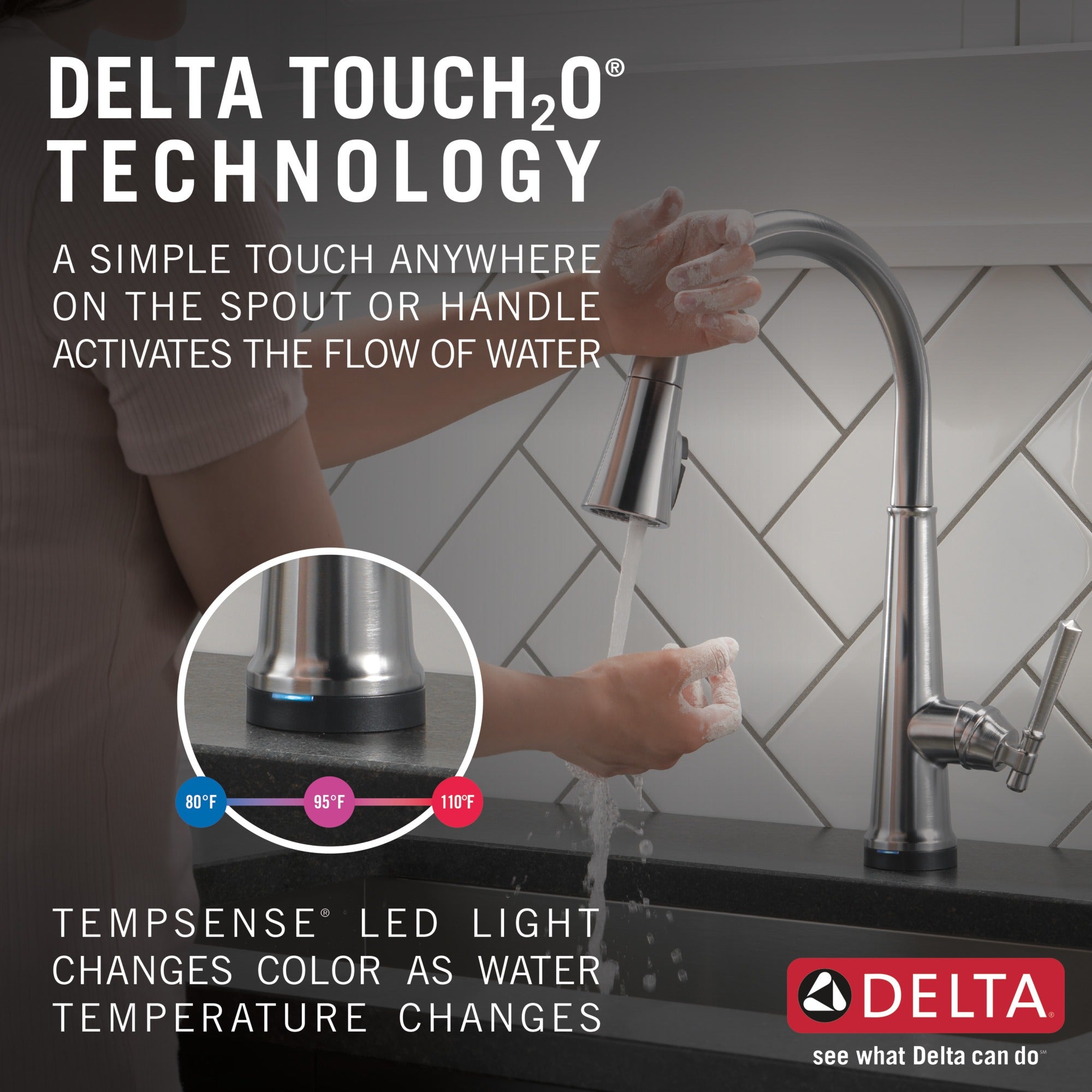 Delta Emmeline® Single Handle Pull-Down Kitchen Faucet with Touch<sub>2</sub>O® Technology