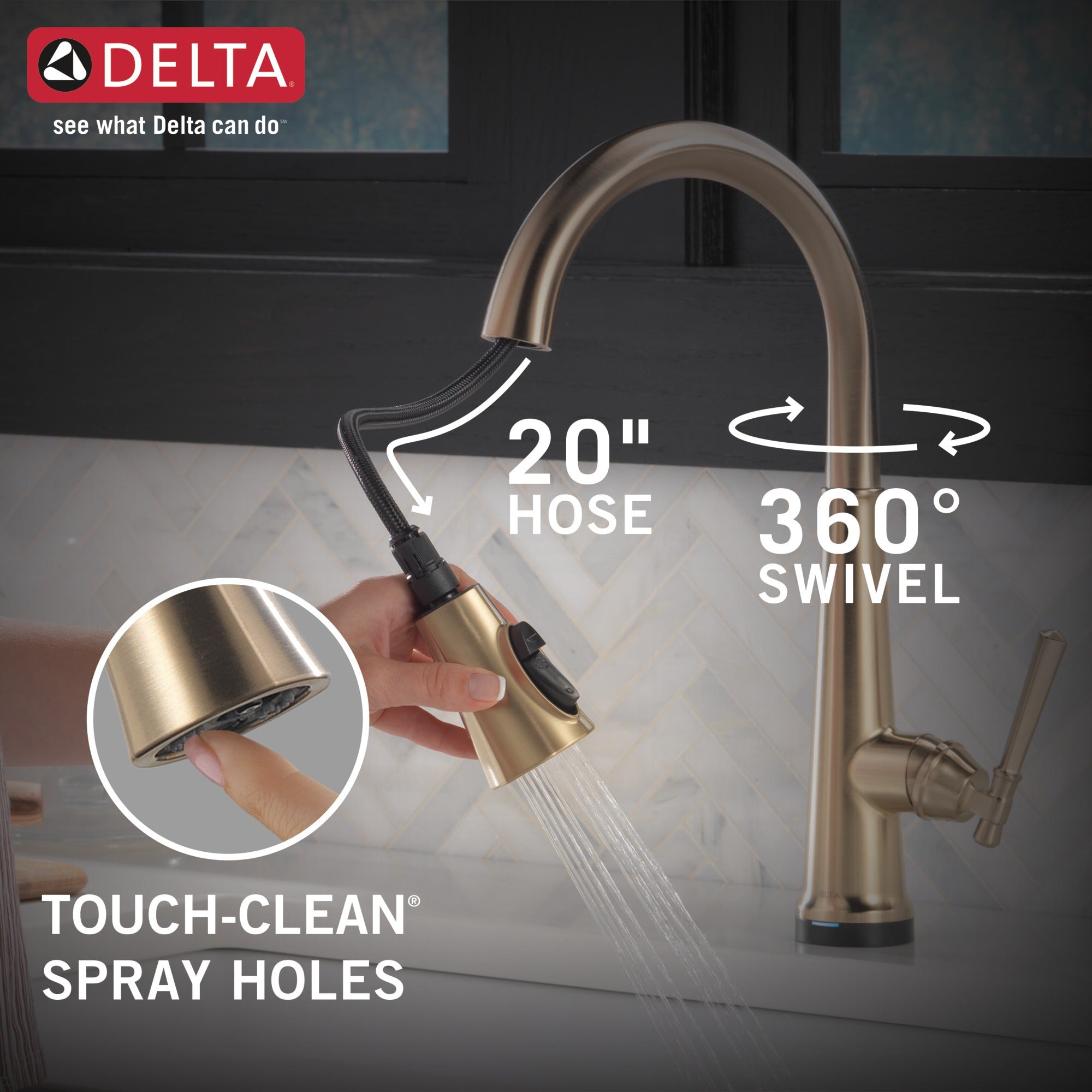 Delta Emmeline® Single Handle Pull-Down Kitchen Faucet with Touch<sub>2</sub>O® Technology