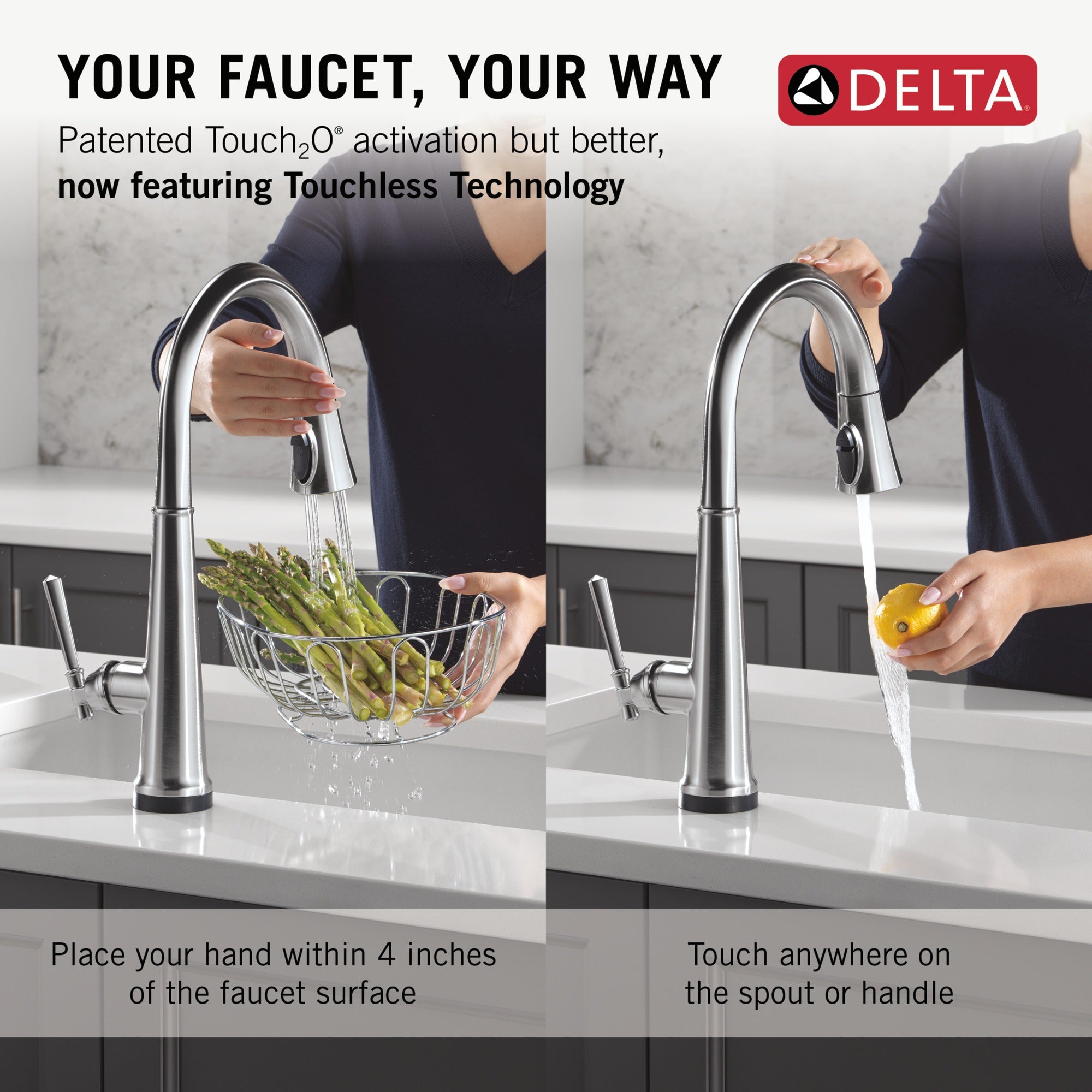 Delta Emmeline® Touch<sub>2</sub>O® Technology Kitchen Faucet with Touchless Technology