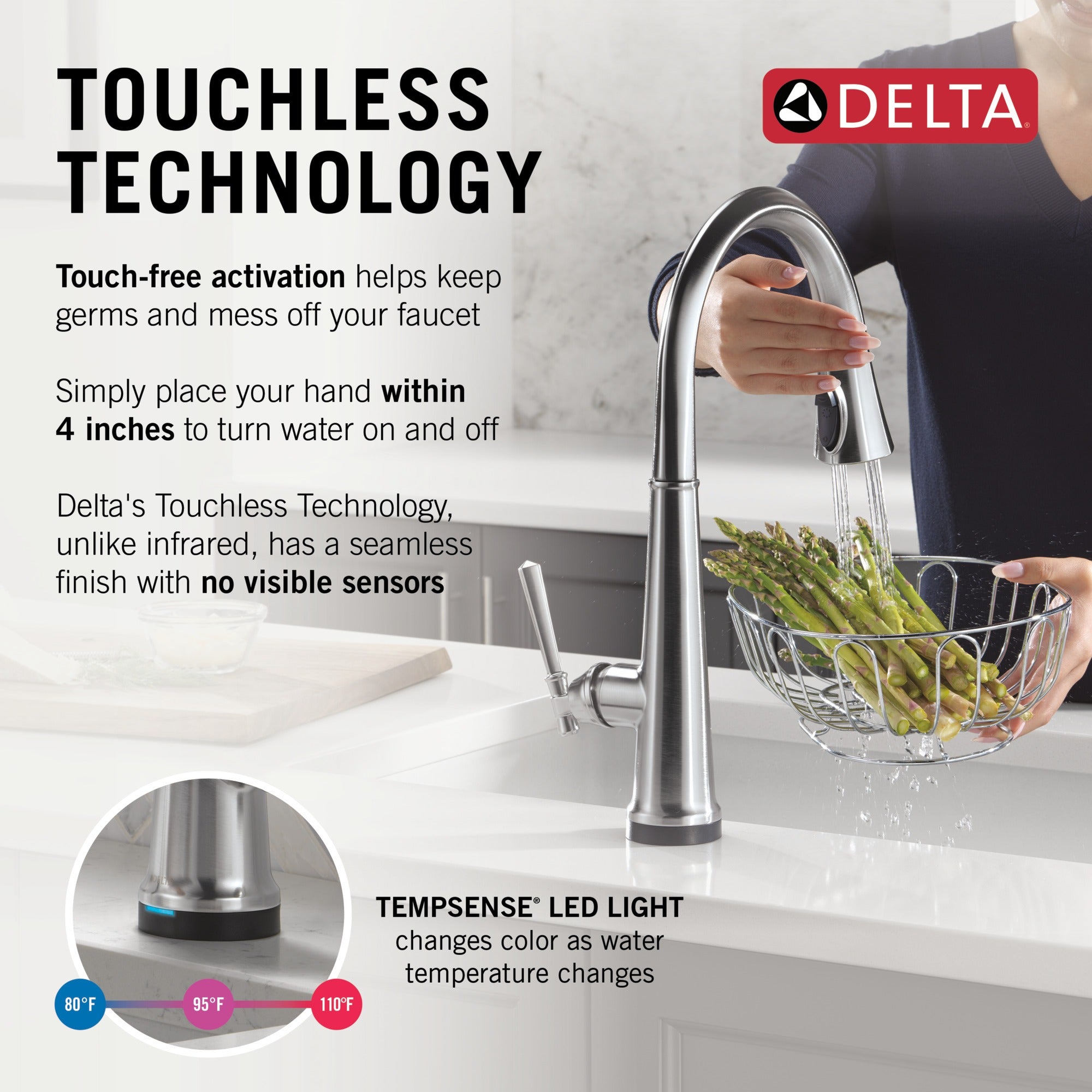 Delta Emmeline® Touch<sub>2</sub>O® Technology Kitchen Faucet with Touchless Technology