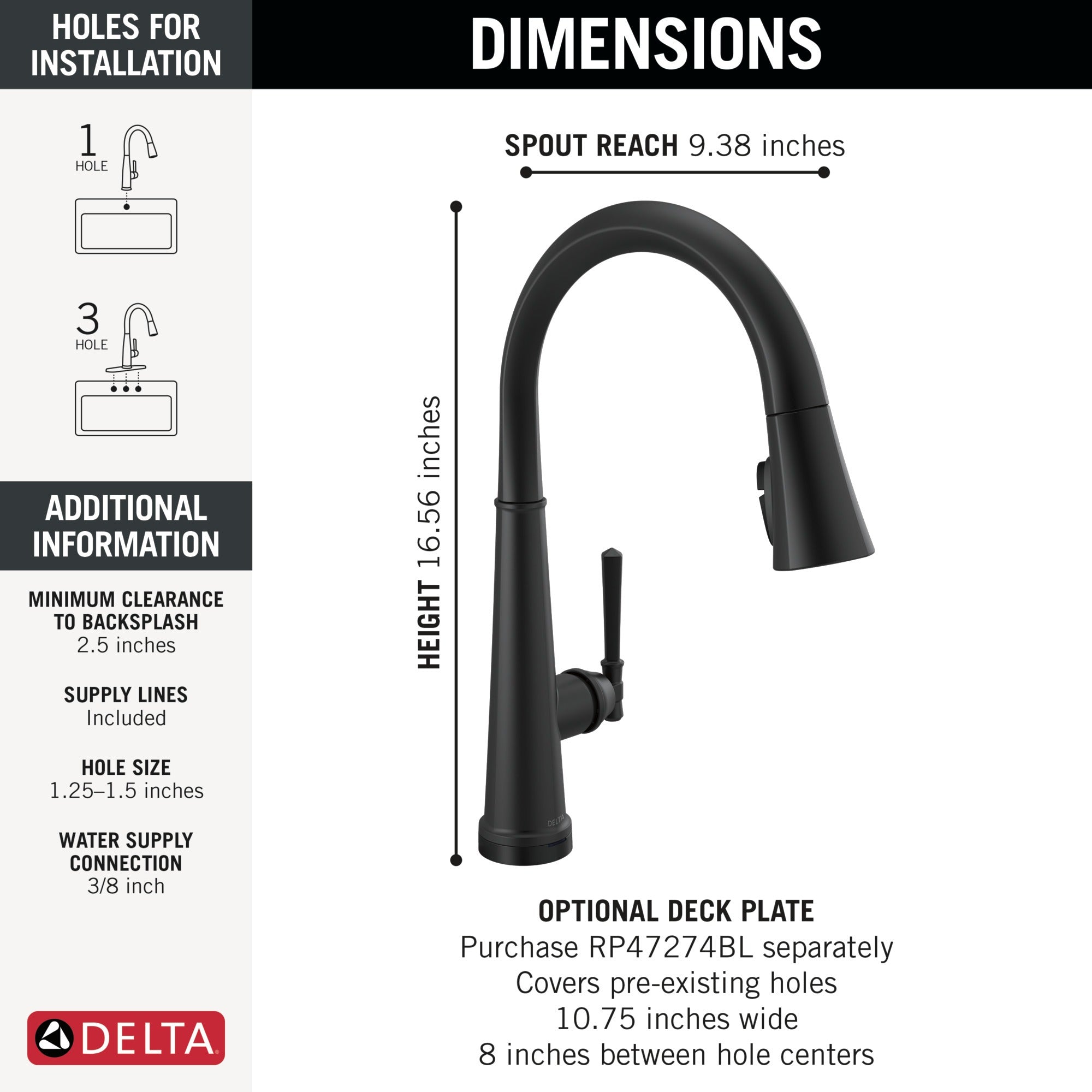 Delta Emmeline® Touch<sub>2</sub>O® Technology Kitchen Faucet with Touchless Technology