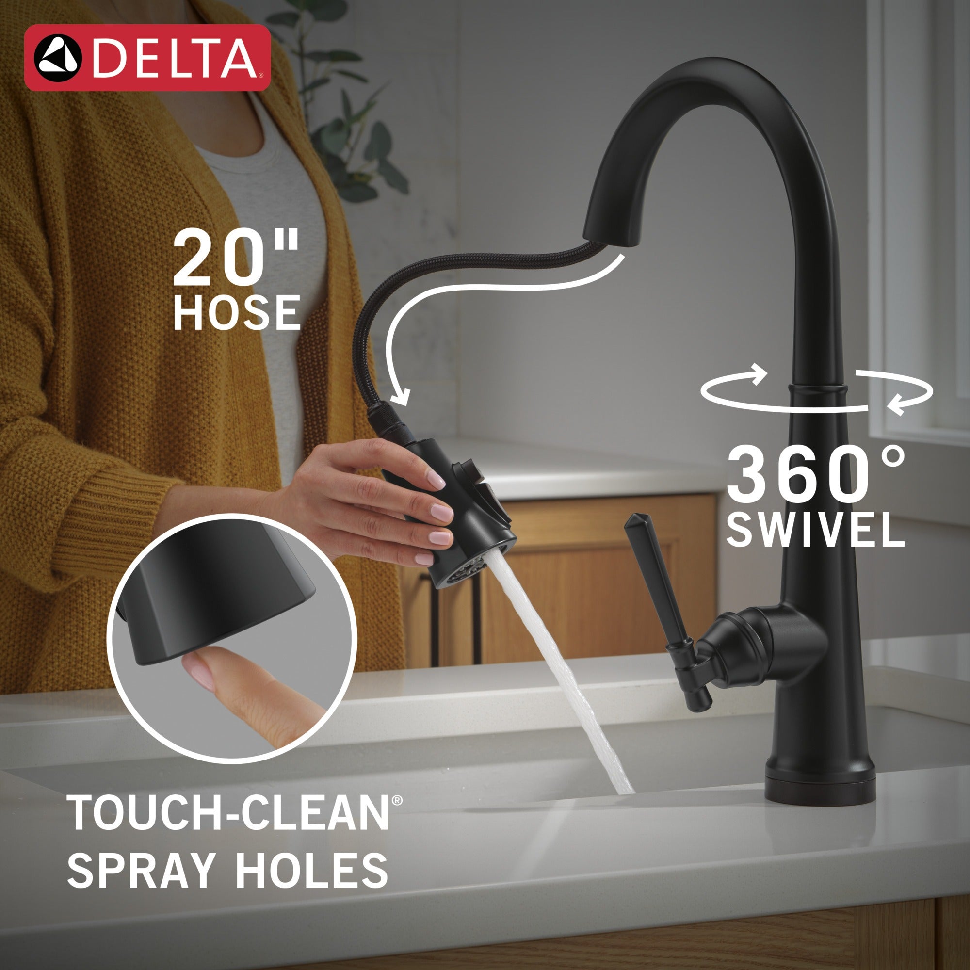 Delta Emmeline® Touch<sub>2</sub>O® Technology Kitchen Faucet with Touchless Technology