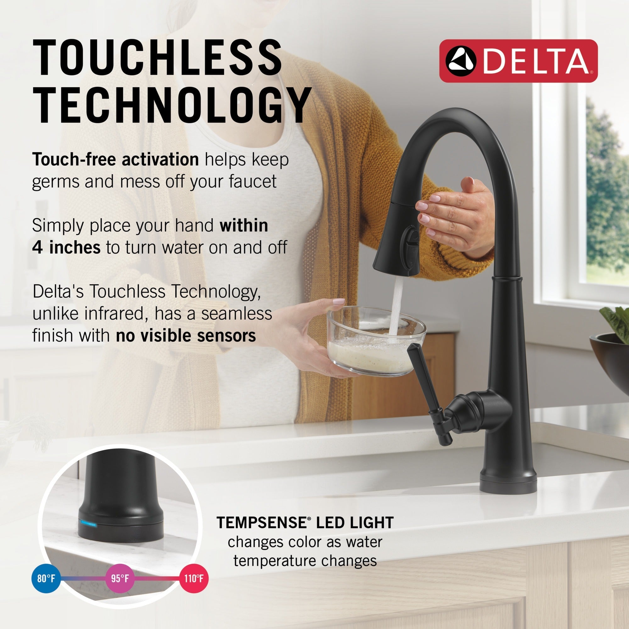 Delta Emmeline® Touch<sub>2</sub>O® Technology Kitchen Faucet with Touchless Technology