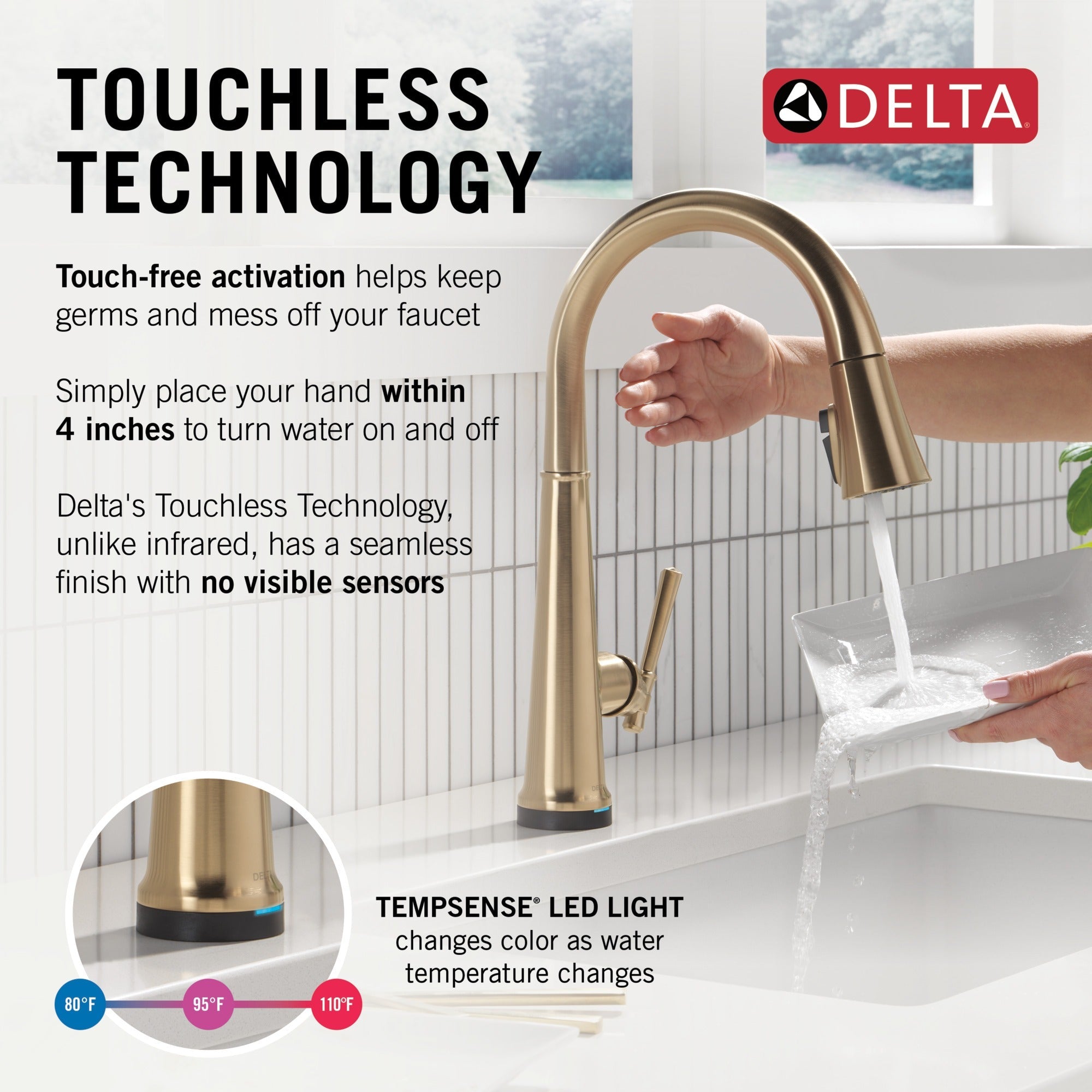Delta Emmeline® Touch<sub>2</sub>O® Technology Kitchen Faucet with Touchless Technology