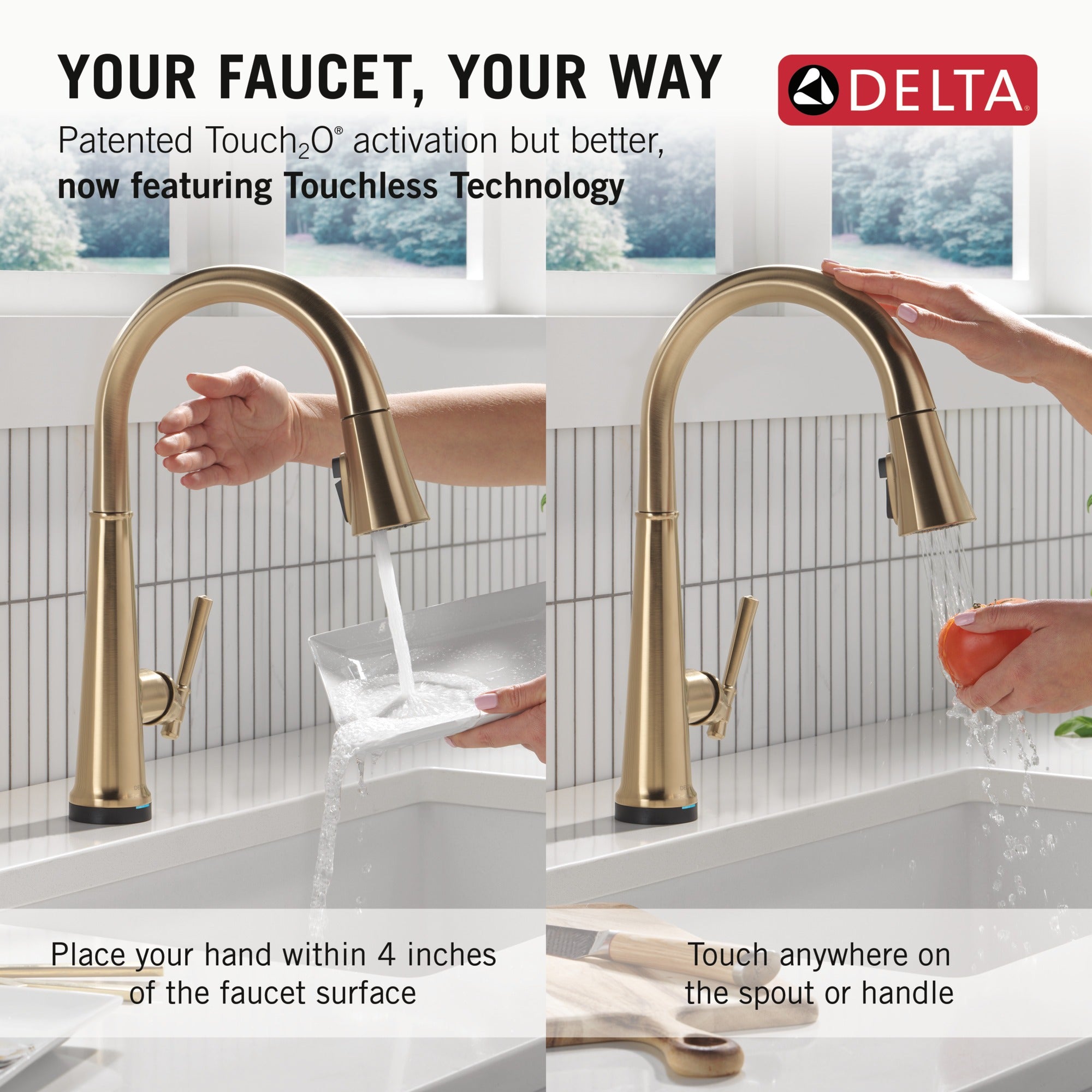 Delta Emmeline® Touch<sub>2</sub>O® Technology Kitchen Faucet with Touchless Technology