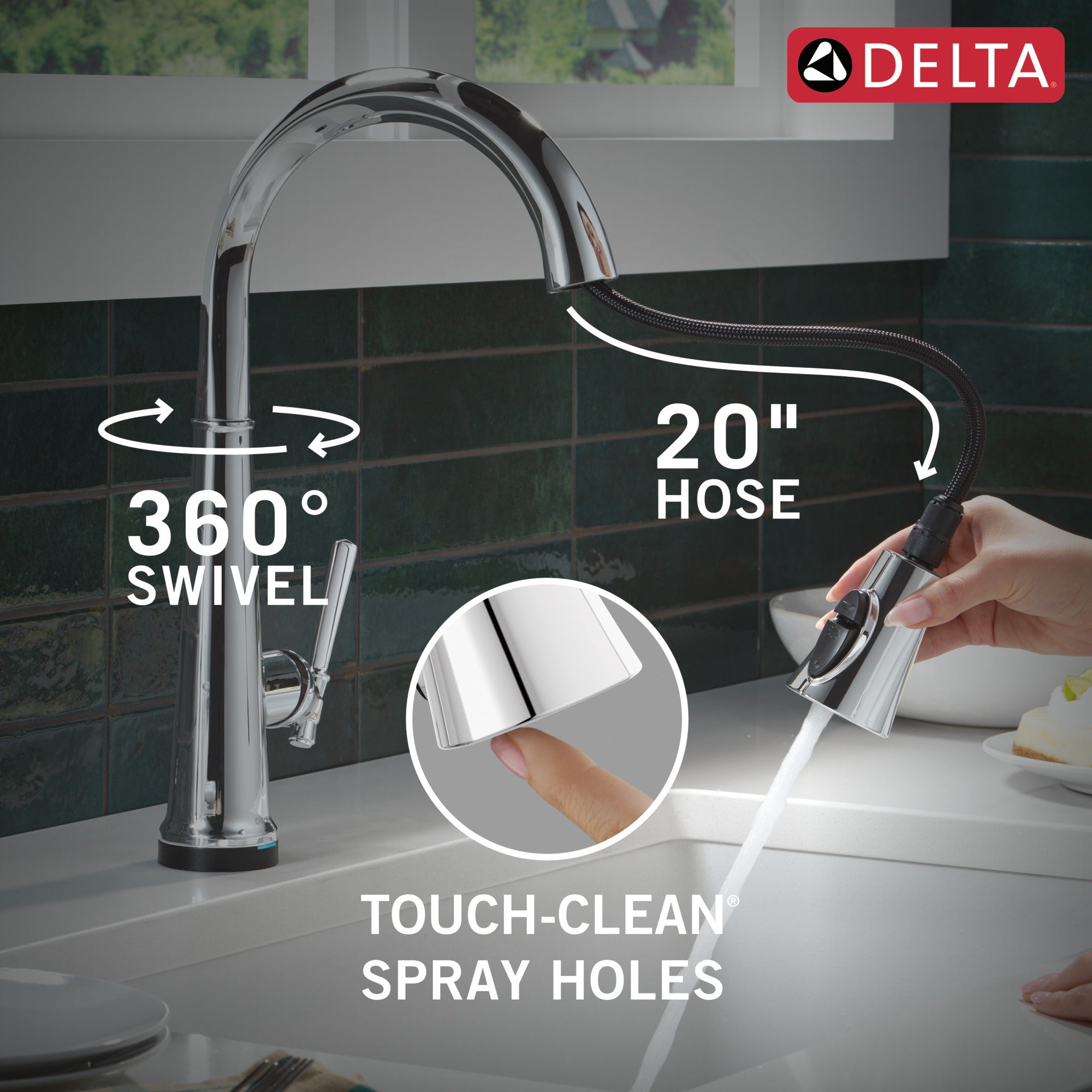 Delta Emmeline® Touch<sub>2</sub>O® Technology Kitchen Faucet with Touchless Technology