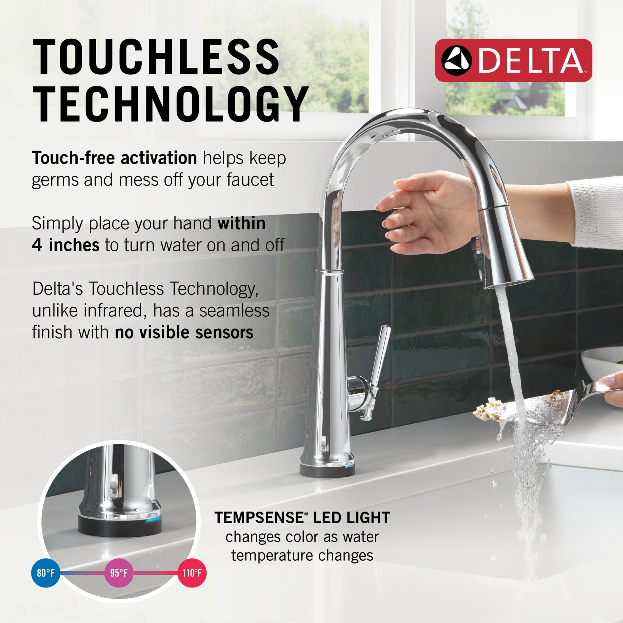 Delta Emmeline® Touch<sub>2</sub>O® Technology Kitchen Faucet with Touchless Technology