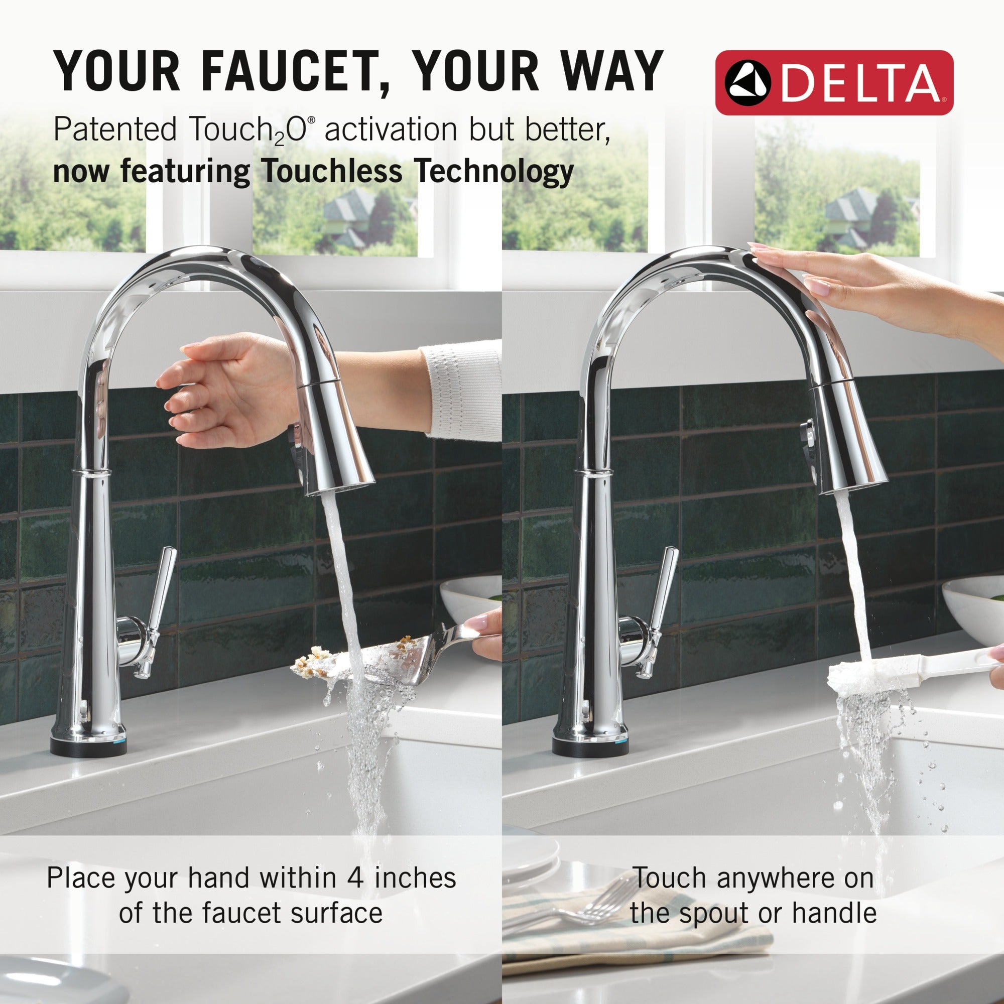 Delta Emmeline® Touch<sub>2</sub>O® Technology Kitchen Faucet with Touchless Technology