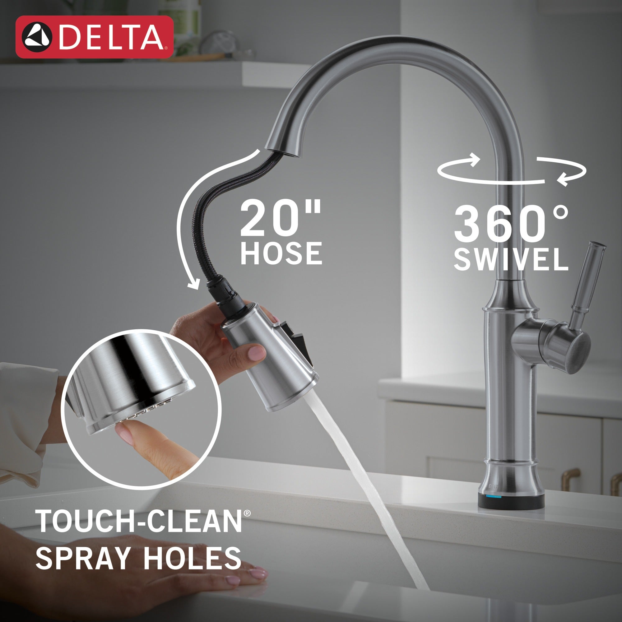 Delta Renaldi™ Touch<sub>2</sub>O® Technology Kitchen Faucet with Touchless Technology