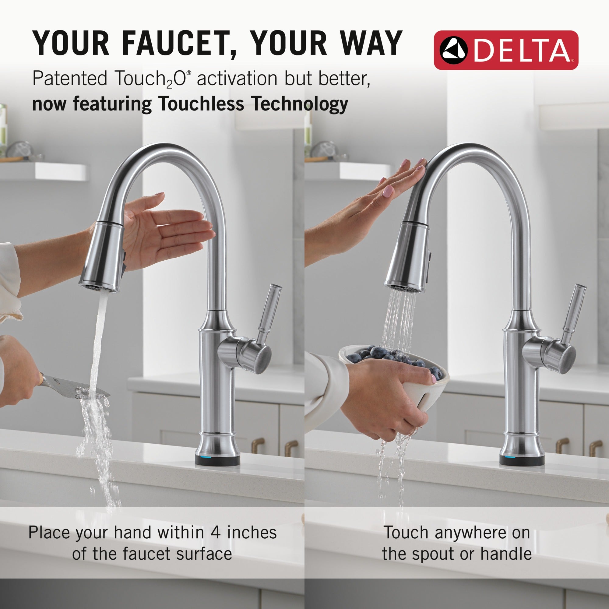 Delta Renaldi™ Touch<sub>2</sub>O® Technology Kitchen Faucet with Touchless Technology