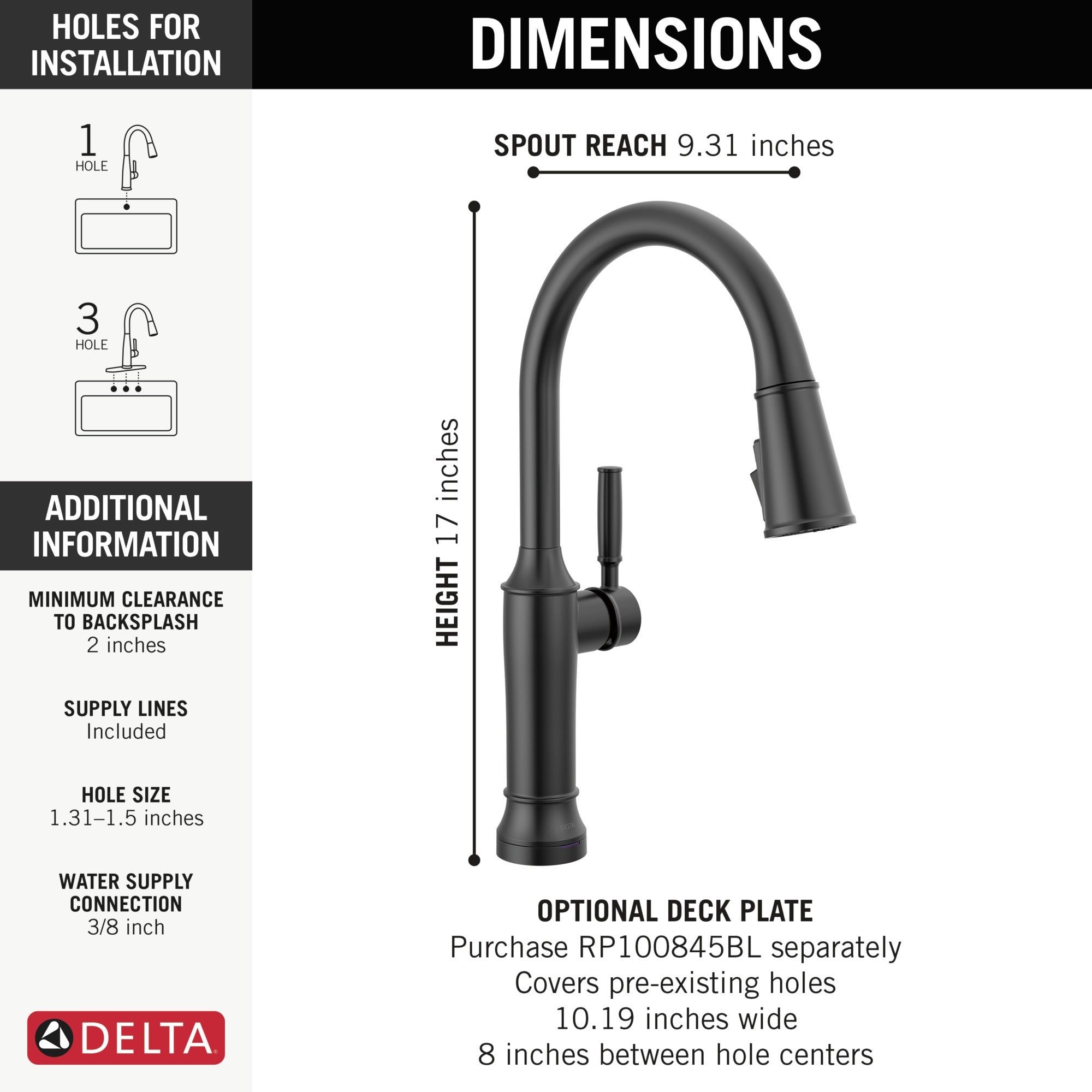 Delta Renaldi™ Touch<sub>2</sub>O® Technology Kitchen Faucet with Touchless Technology