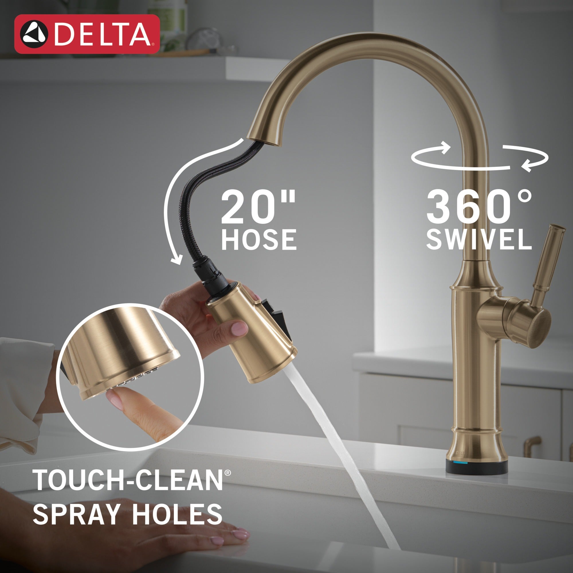 Delta Renaldi™ Touch<sub>2</sub>O® Technology Kitchen Faucet with Touchless Technology
