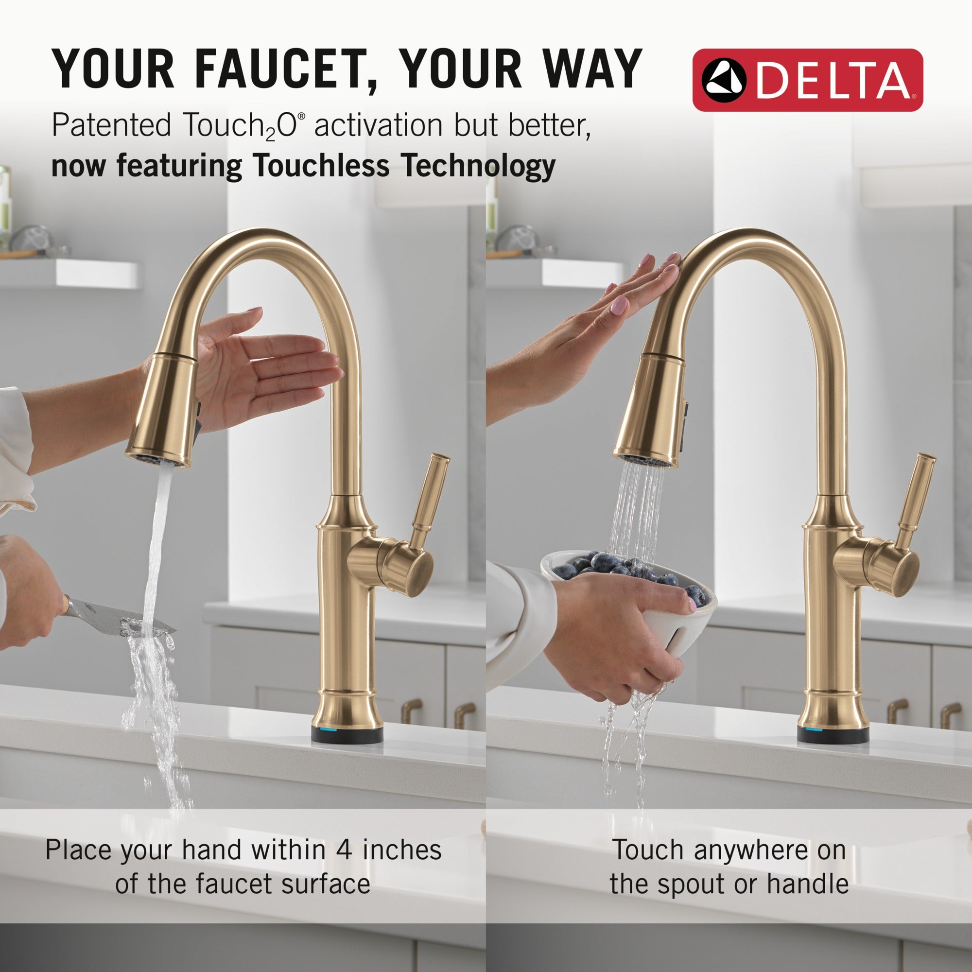 Delta Renaldi™ Touch<sub>2</sub>O® Technology Kitchen Faucet with Touchless Technology