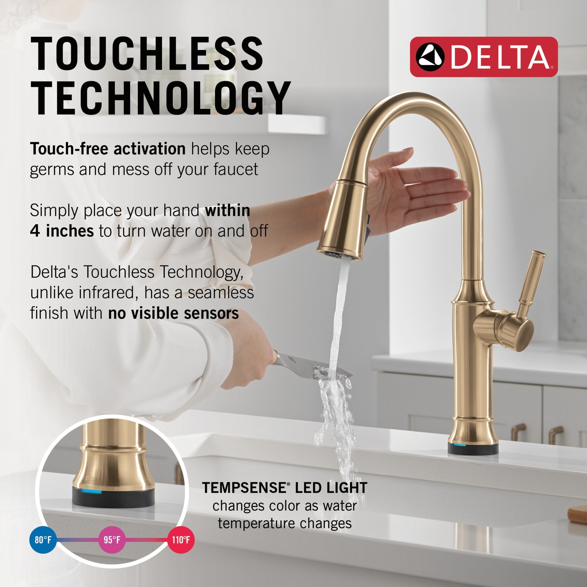 Delta Renaldi™ Touch<sub>2</sub>O® Technology Kitchen Faucet with Touchless Technology