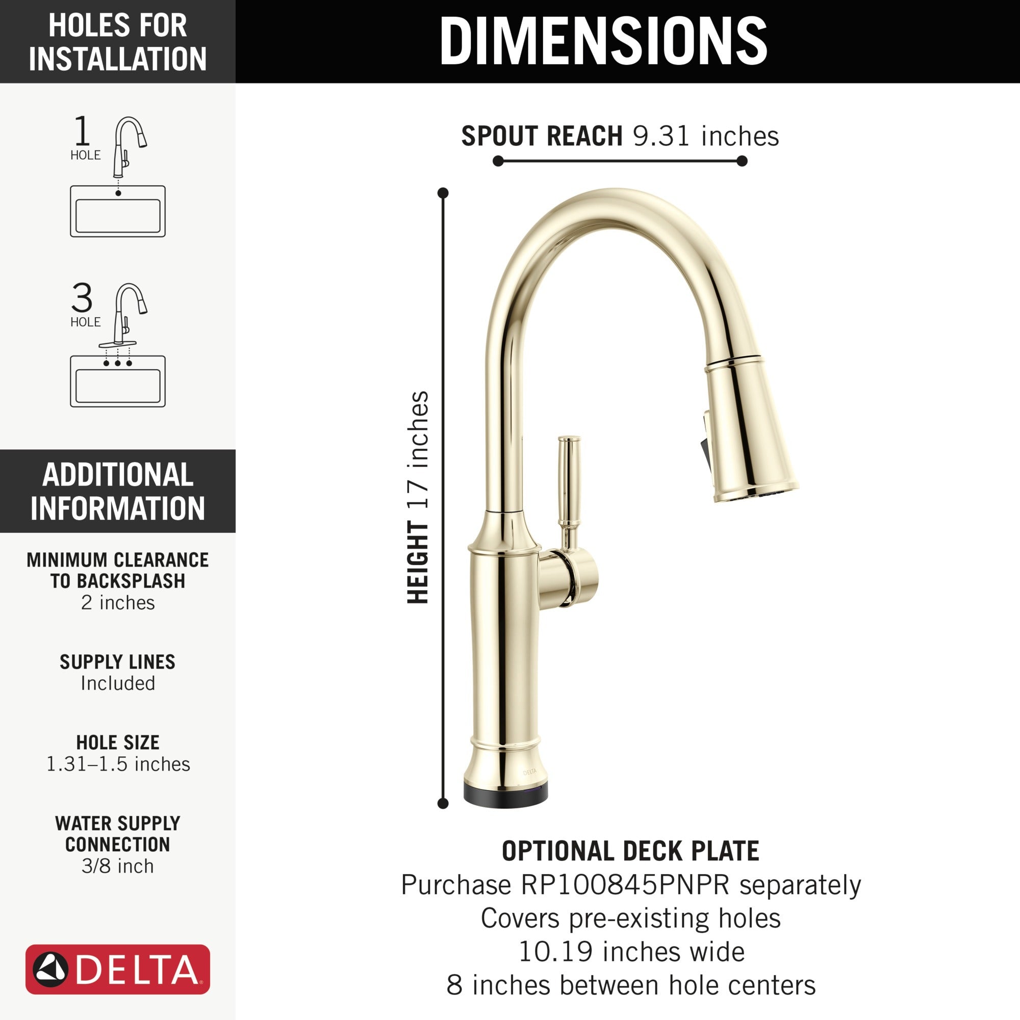 Delta Renaldi™ Touch<sub>2</sub>O® Technology Kitchen Faucet with Touchless Technology