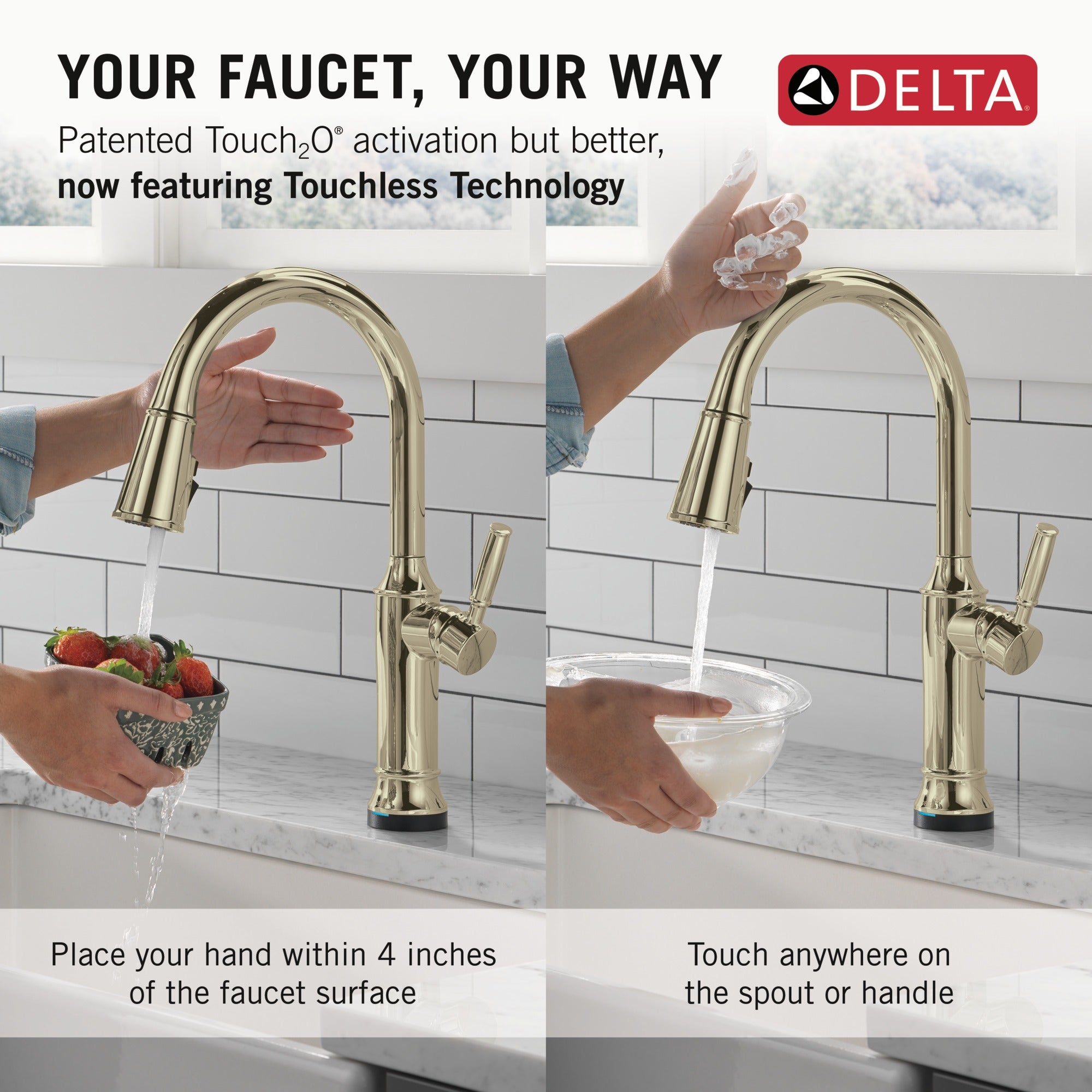 Delta Renaldi™ Touch<sub>2</sub>O® Technology Kitchen Faucet with Touchless Technology