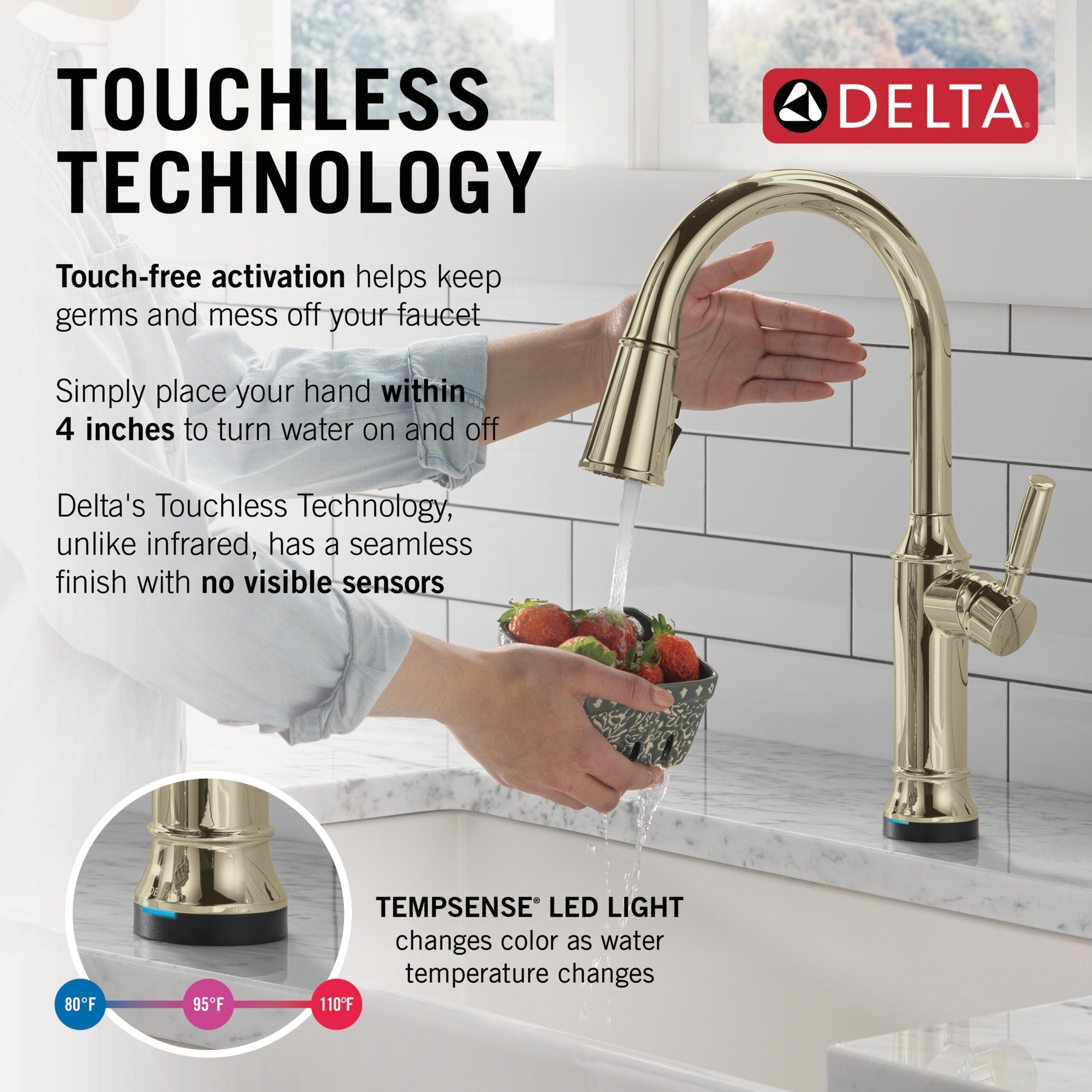 Delta Renaldi™ Touch<sub>2</sub>O® Technology Kitchen Faucet with Touchless Technology