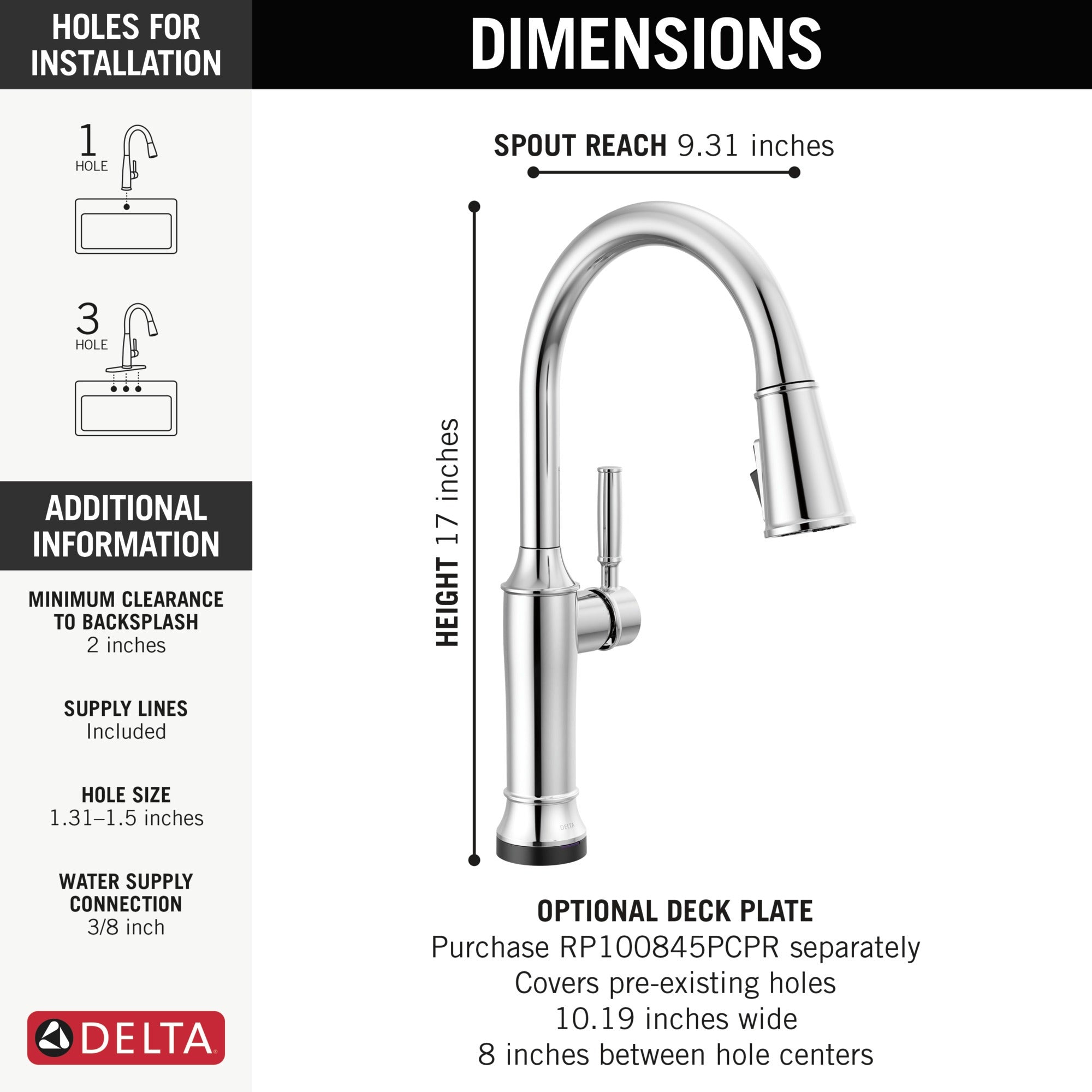 Delta Renaldi™ Touch<sub>2</sub>O® Technology Kitchen Faucet with Touchless Technology