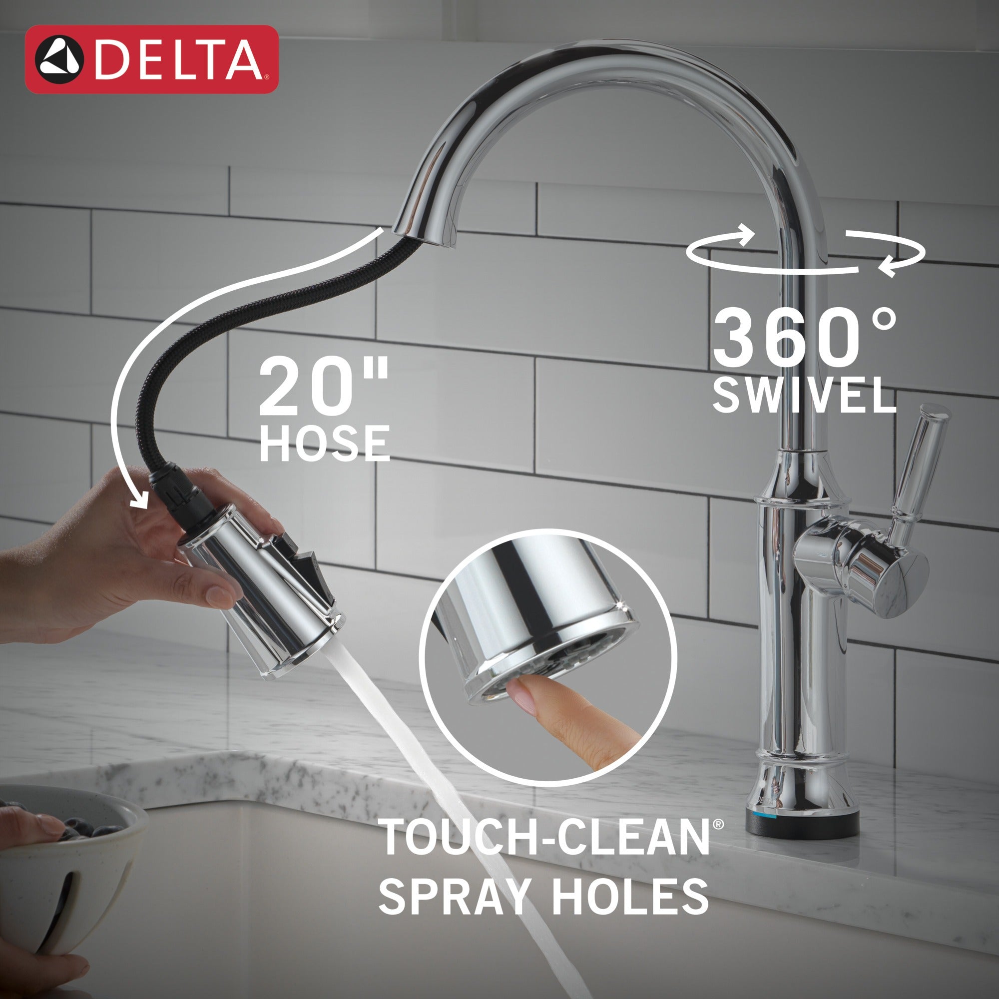 Delta Renaldi™ Touch<sub>2</sub>O® Technology Kitchen Faucet with Touchless Technology