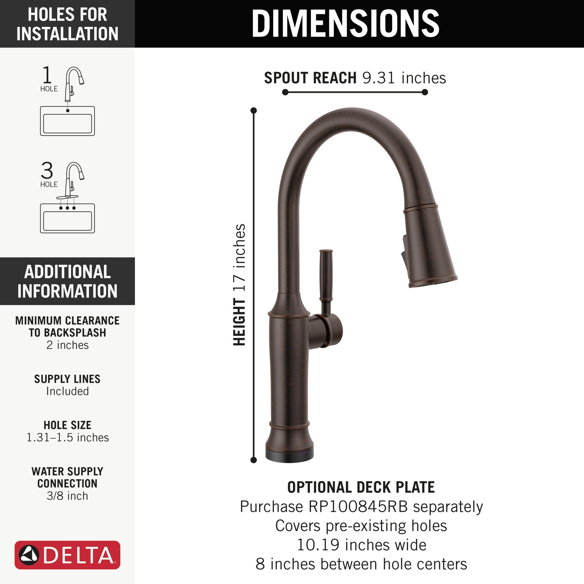 Delta Renaldi™ Touch<sub>2</sub>O® Technology Kitchen Faucet with Touchless Technology
