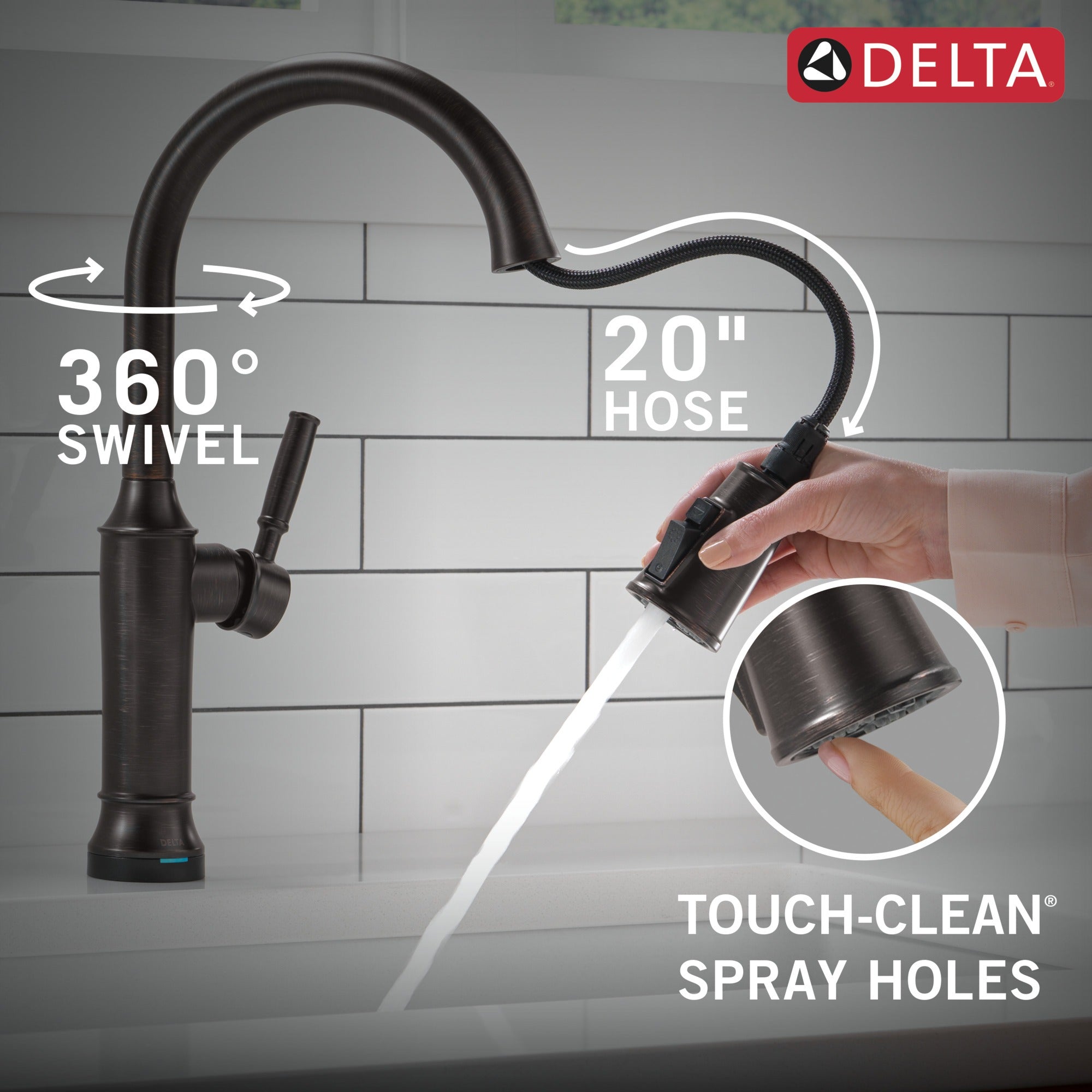 Delta Renaldi™ Touch<sub>2</sub>O® Technology Kitchen Faucet with Touchless Technology