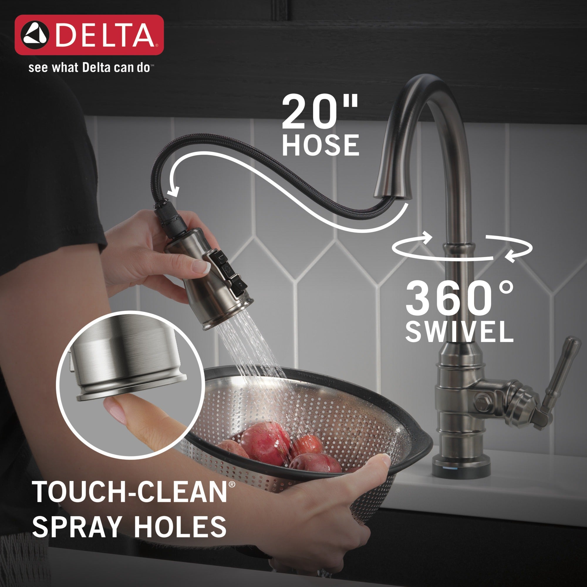 Delta Broderick® Single Handle Pull-Down Kitchen Faucet With Touch<sub>2</sub>O® Technology