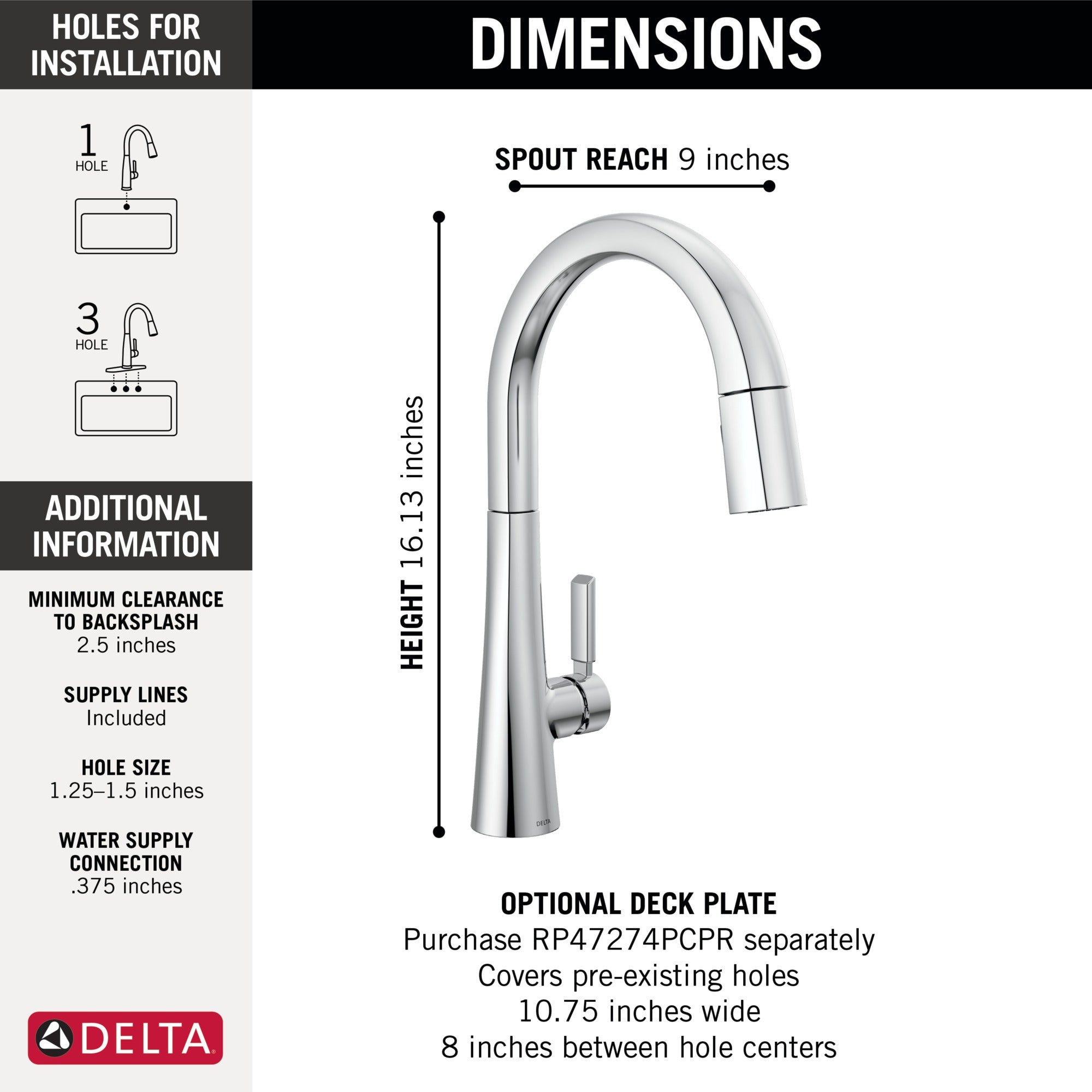 Delta Monrovia® Single Handle Pull-Down Kitchen Faucet