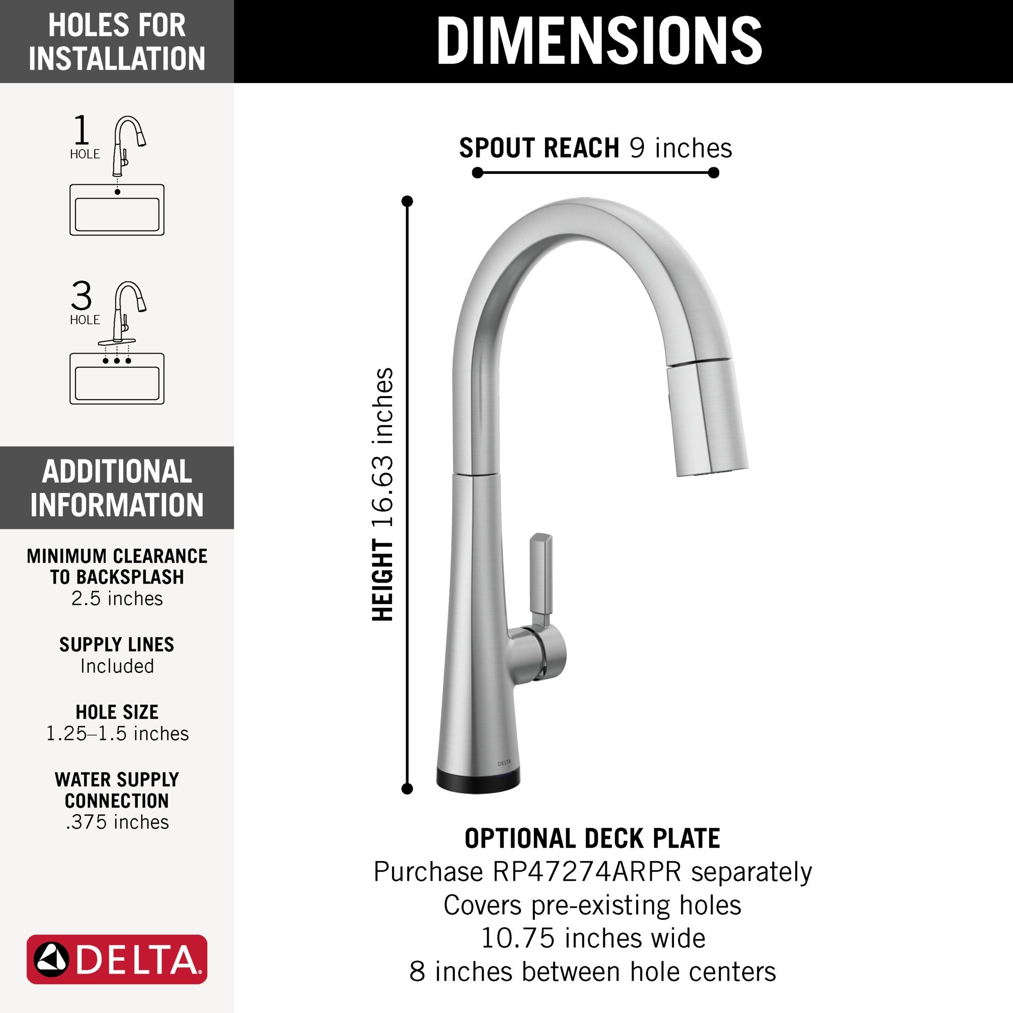 Delta Monrovia® Single Handle Pull-Down Kitchen Faucet With Touch<sub>2</sub>O® Technology