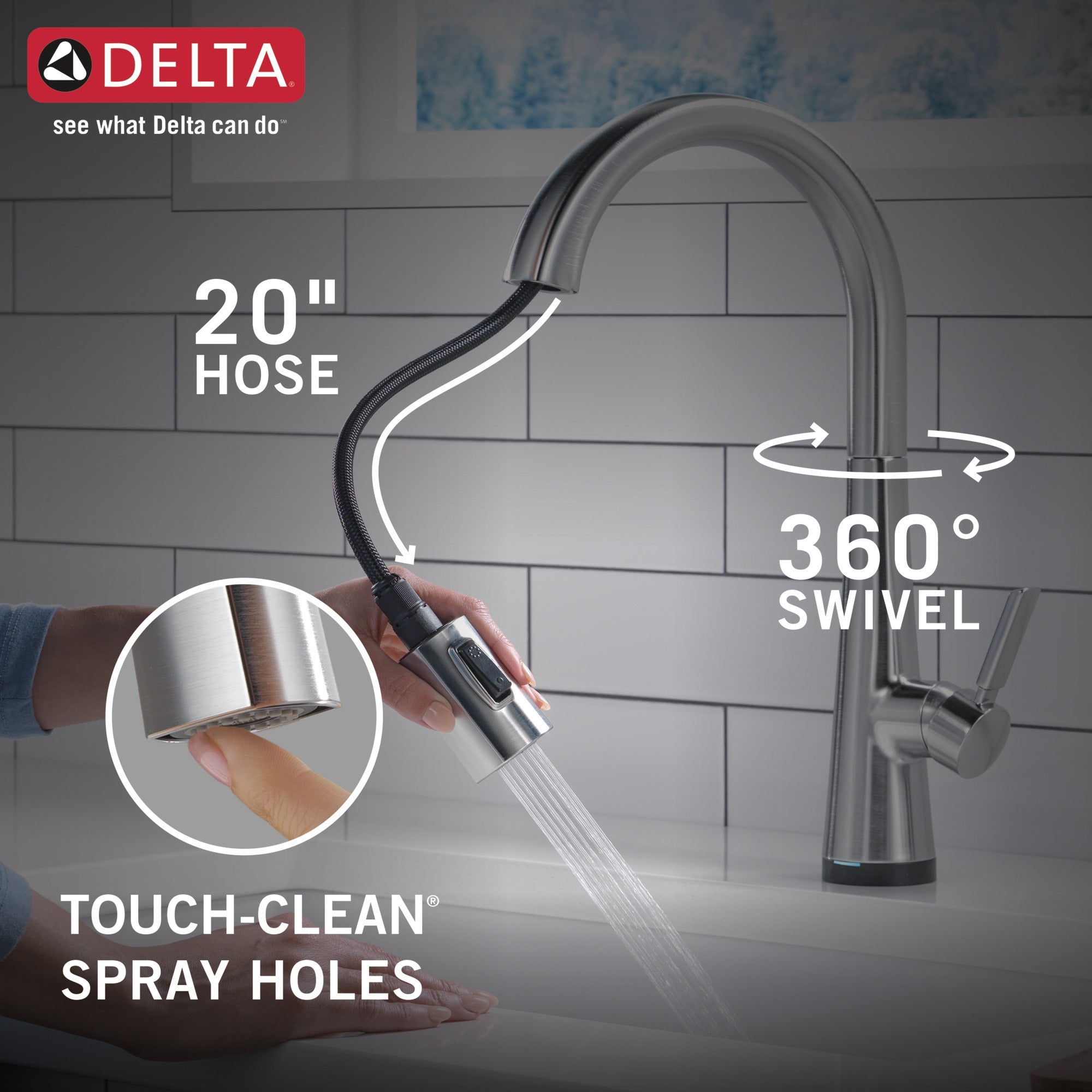 Delta Monrovia® Single Handle Pull-Down Kitchen Faucet With Touch<sub>2</sub>O® Technology