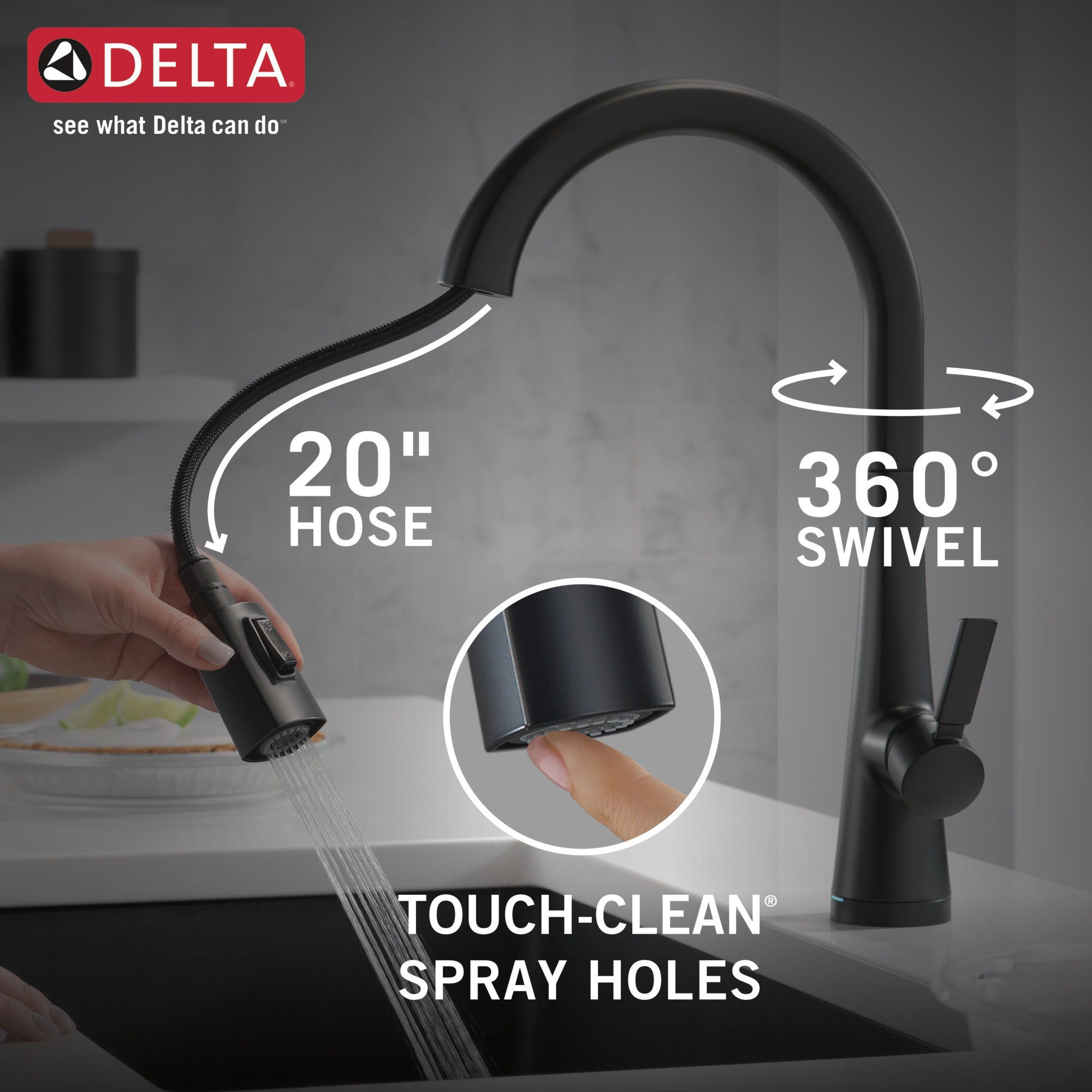 Delta Monrovia® Single Handle Pull-Down Kitchen Faucet With Touch<sub>2</sub>O® Technology