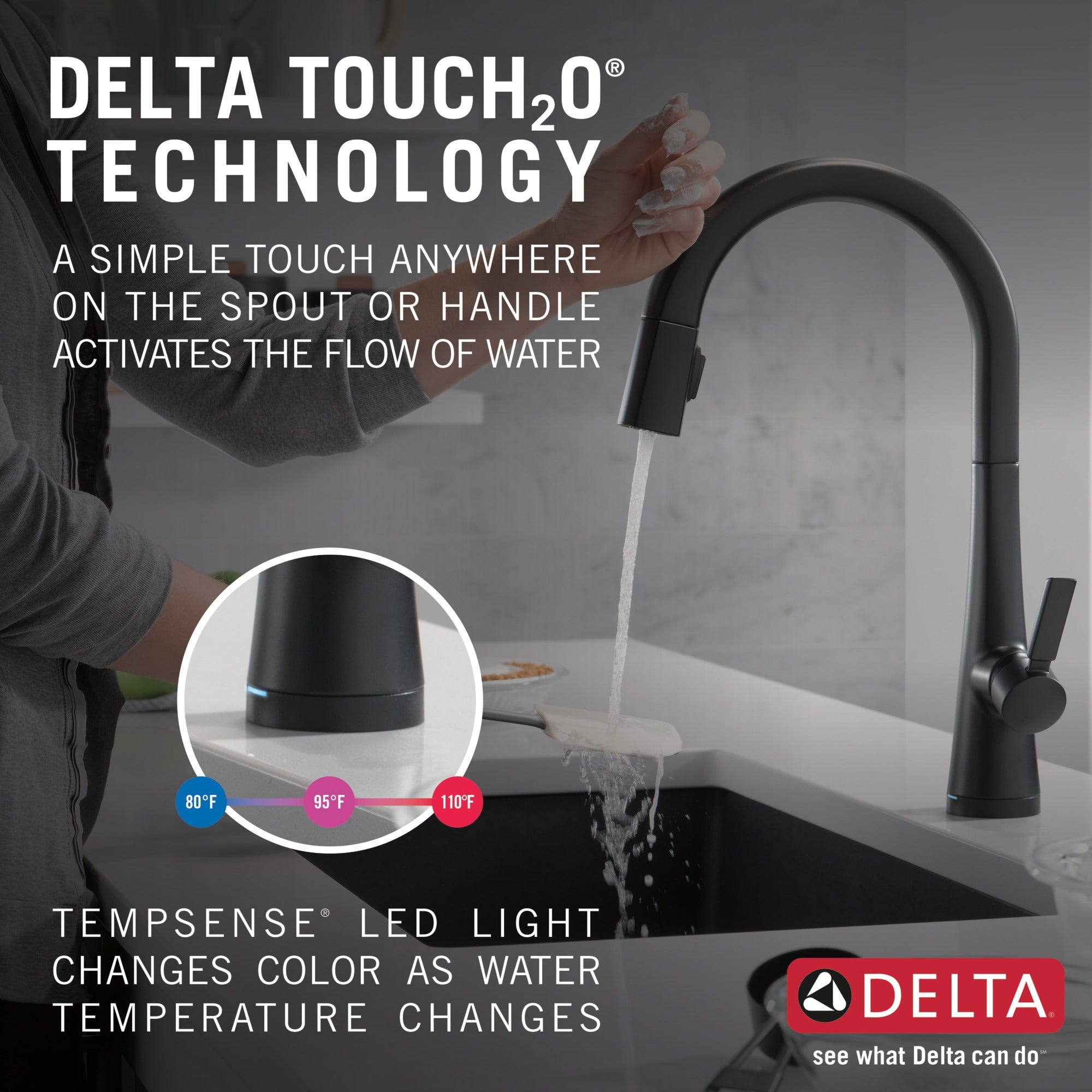 Delta Monrovia® Single Handle Pull-Down Kitchen Faucet With Touch<sub>2</sub>O® Technology