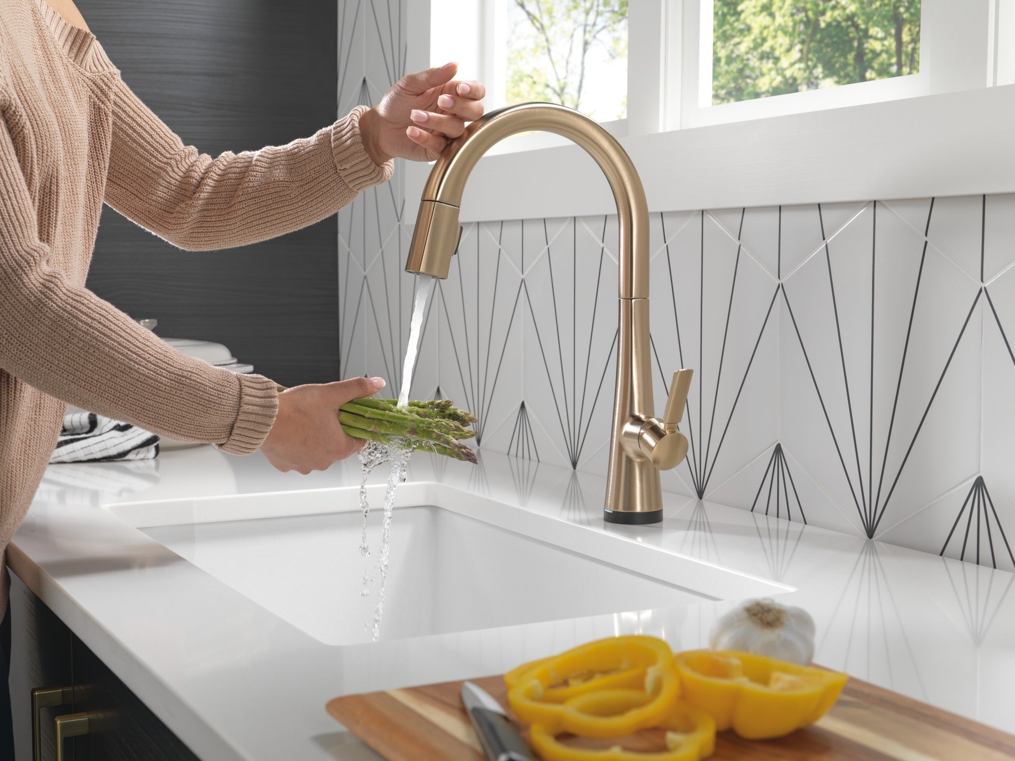 Delta Monrovia® Single Handle Pull-Down Kitchen Faucet With Touch<sub>2</sub>O® Technology