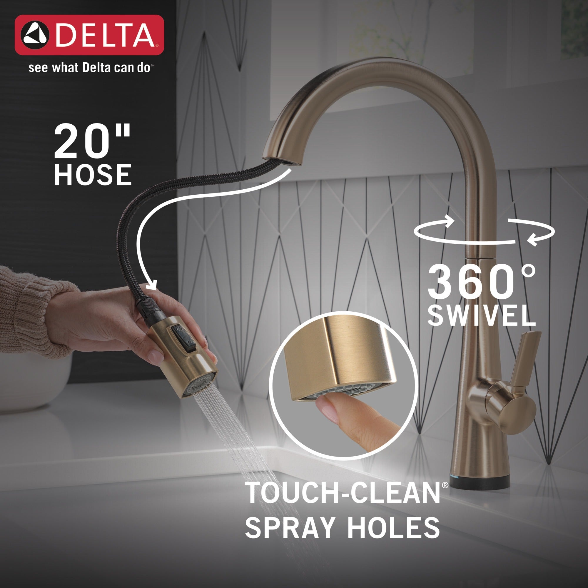 Delta Monrovia® Single Handle Pull-Down Kitchen Faucet With Touch<sub>2</sub>O® Technology