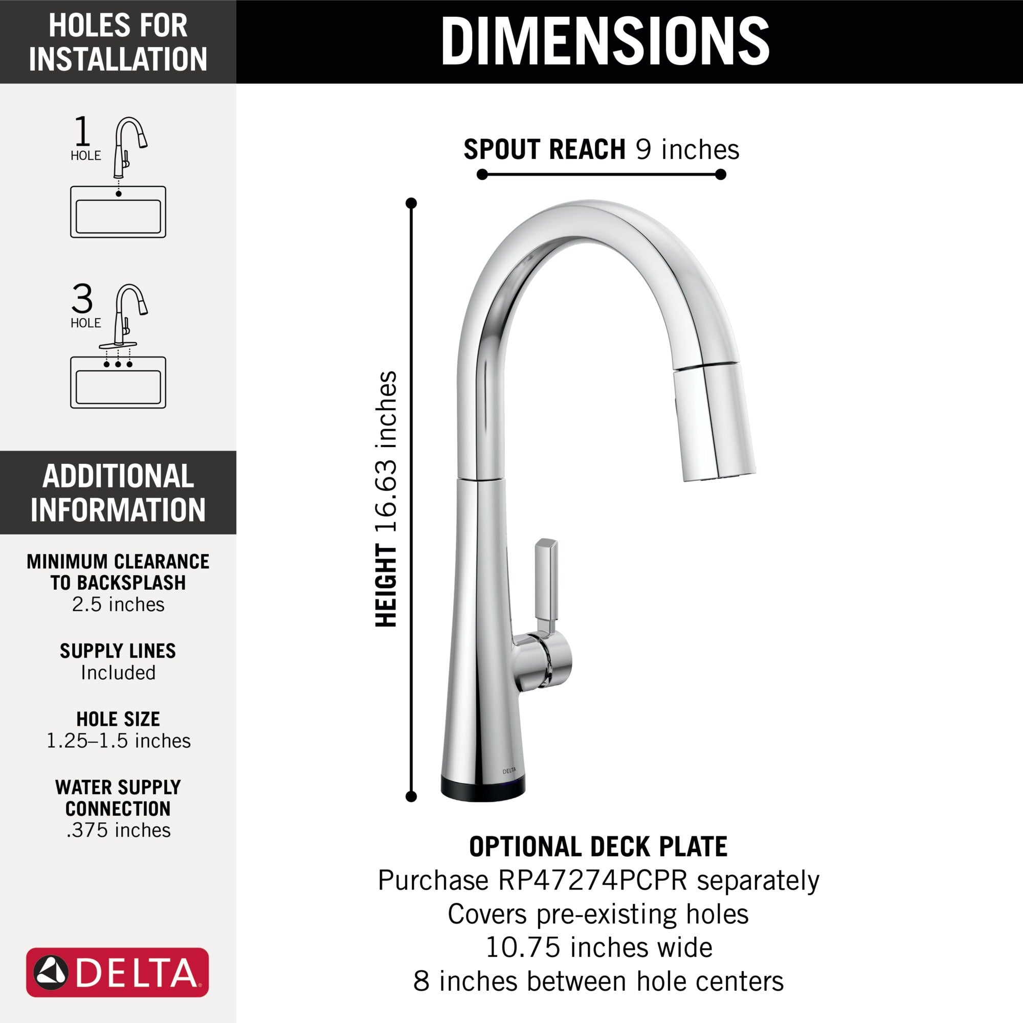 Delta Monrovia® Single Handle Pull-Down Kitchen Faucet With Touch<sub>2</sub>O® Technology