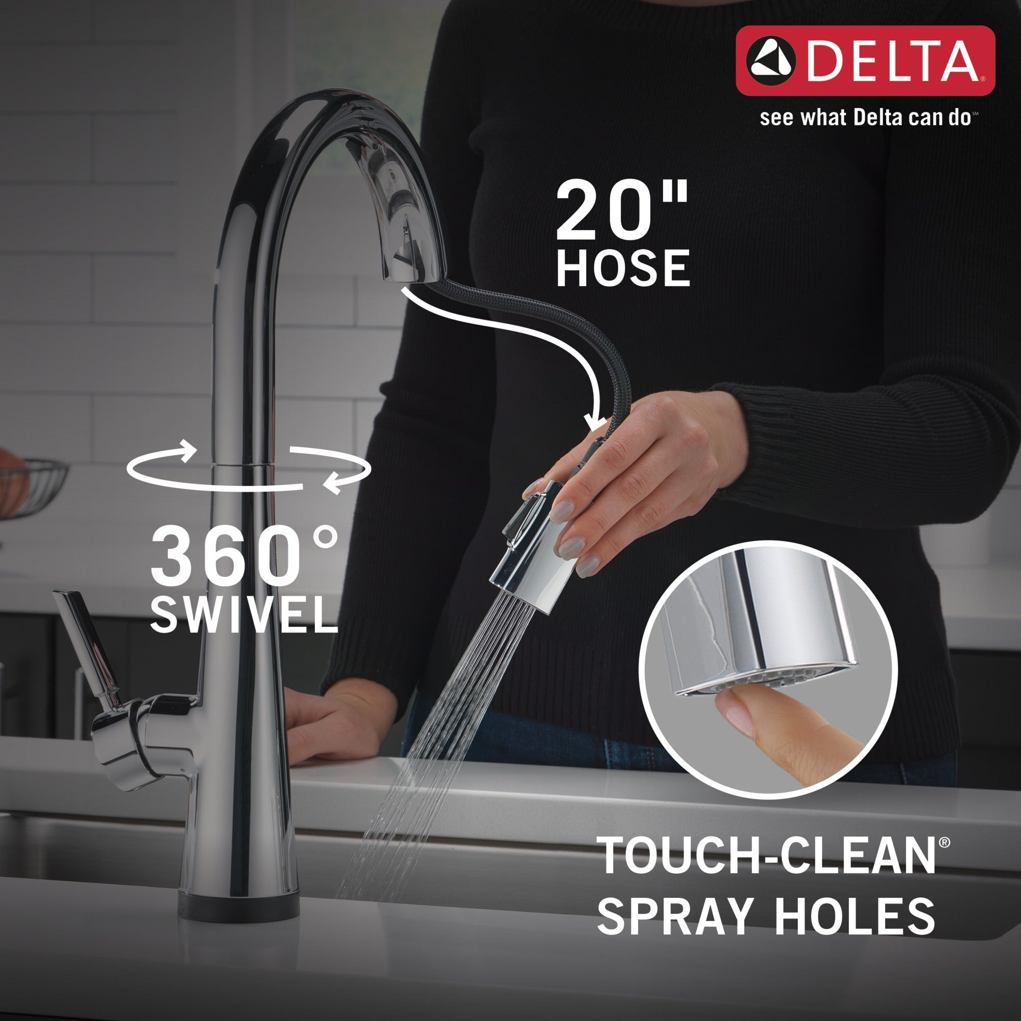 Delta Monrovia® Single Handle Pull-Down Kitchen Faucet With Touch<sub>2</sub>O® Technology