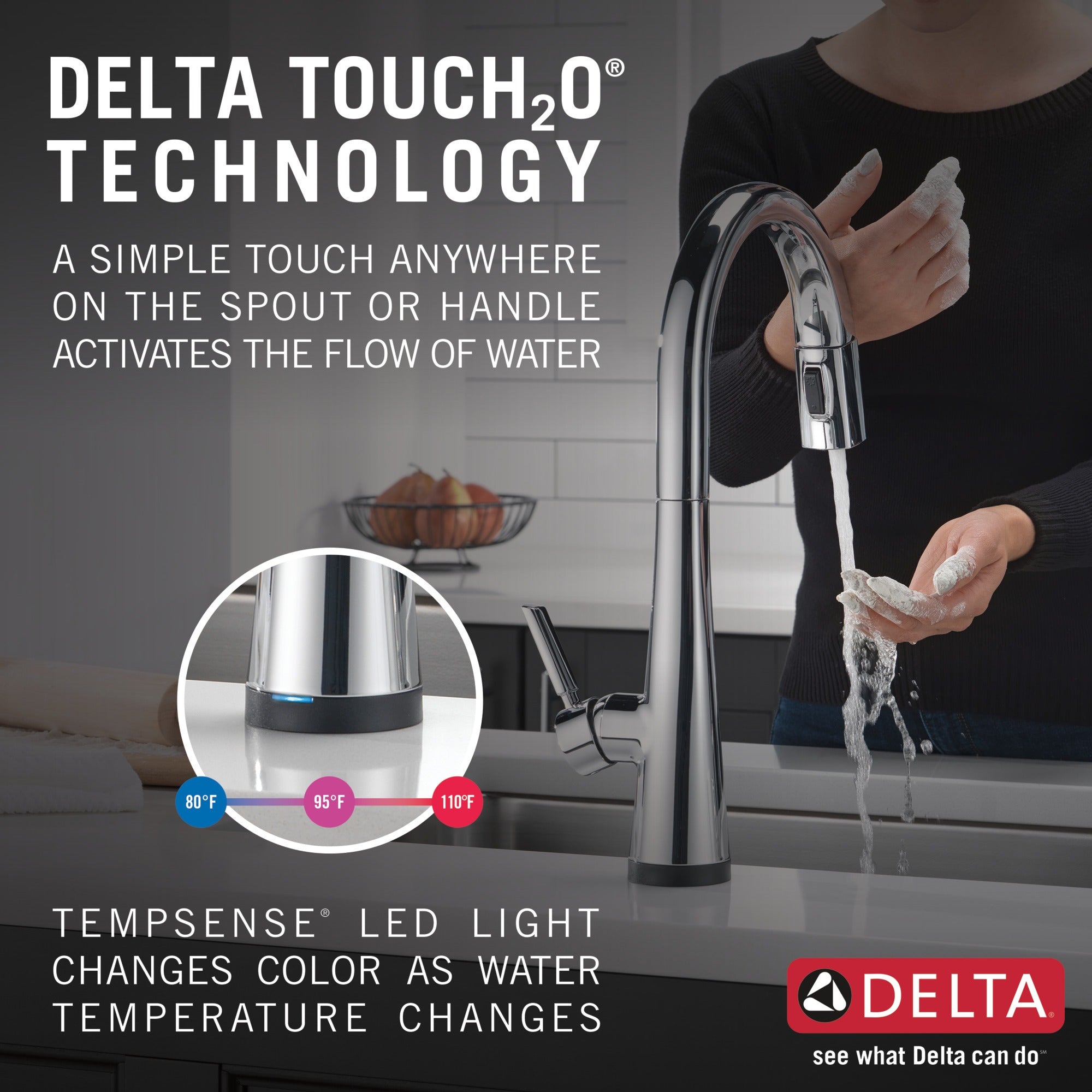 Delta Monrovia® Single Handle Pull-Down Kitchen Faucet With Touch<sub>2</sub>O® Technology