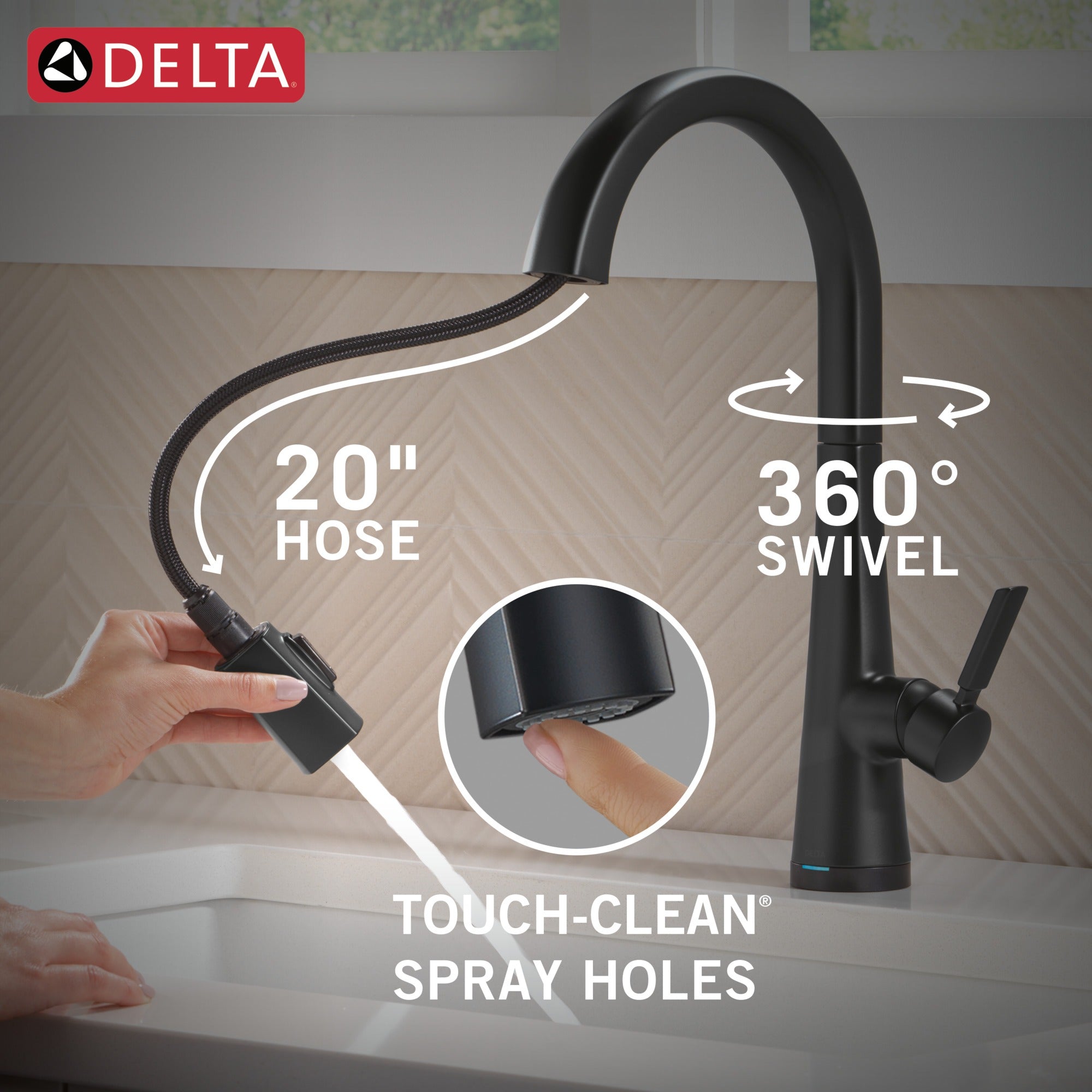 Delta Monrovia® Touch<sub>2</sub>O® Technology Kitchen Faucet with Touchless Technology