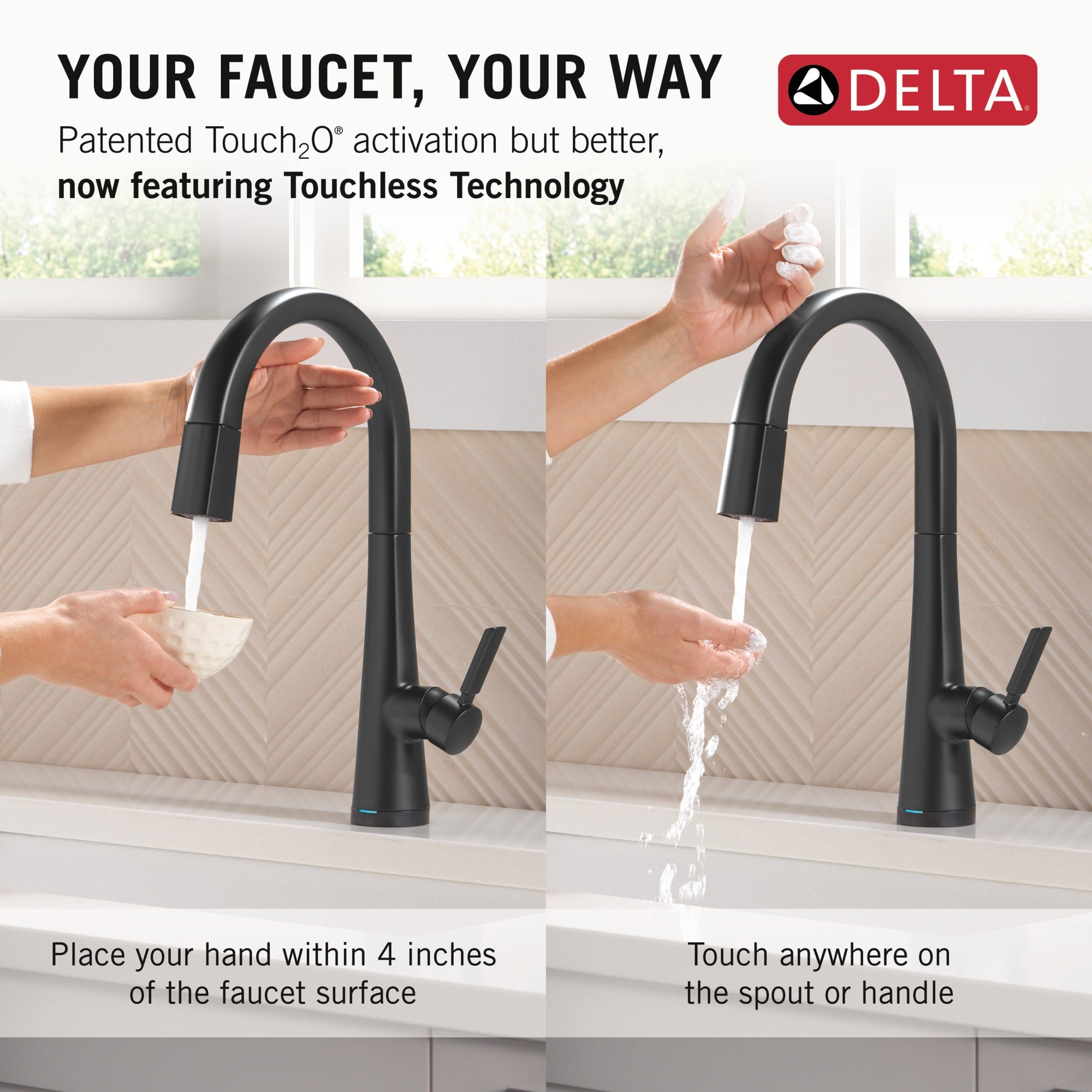 Delta Monrovia® Touch<sub>2</sub>O® Technology Kitchen Faucet with Touchless Technology