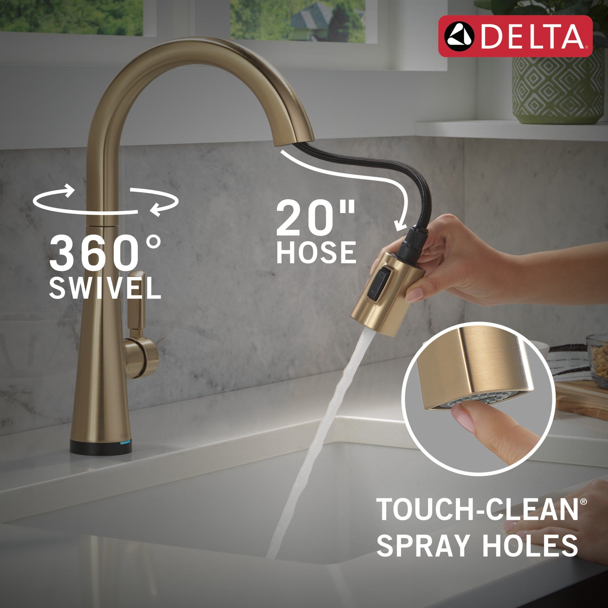 Delta Monrovia® Touch<sub>2</sub>O® Technology Kitchen Faucet with Touchless Technology