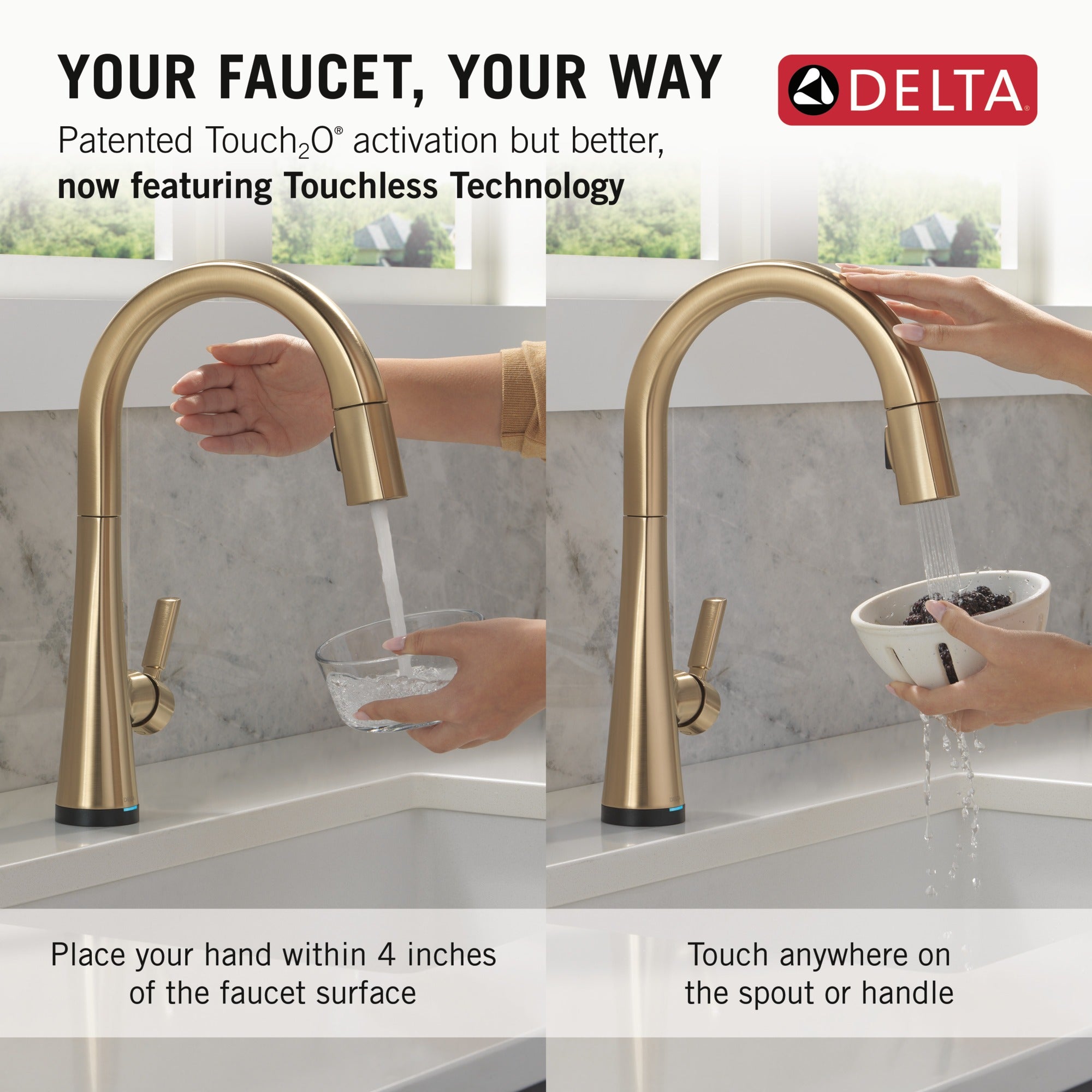 Delta Monrovia® Touch<sub>2</sub>O® Technology Kitchen Faucet with Touchless Technology