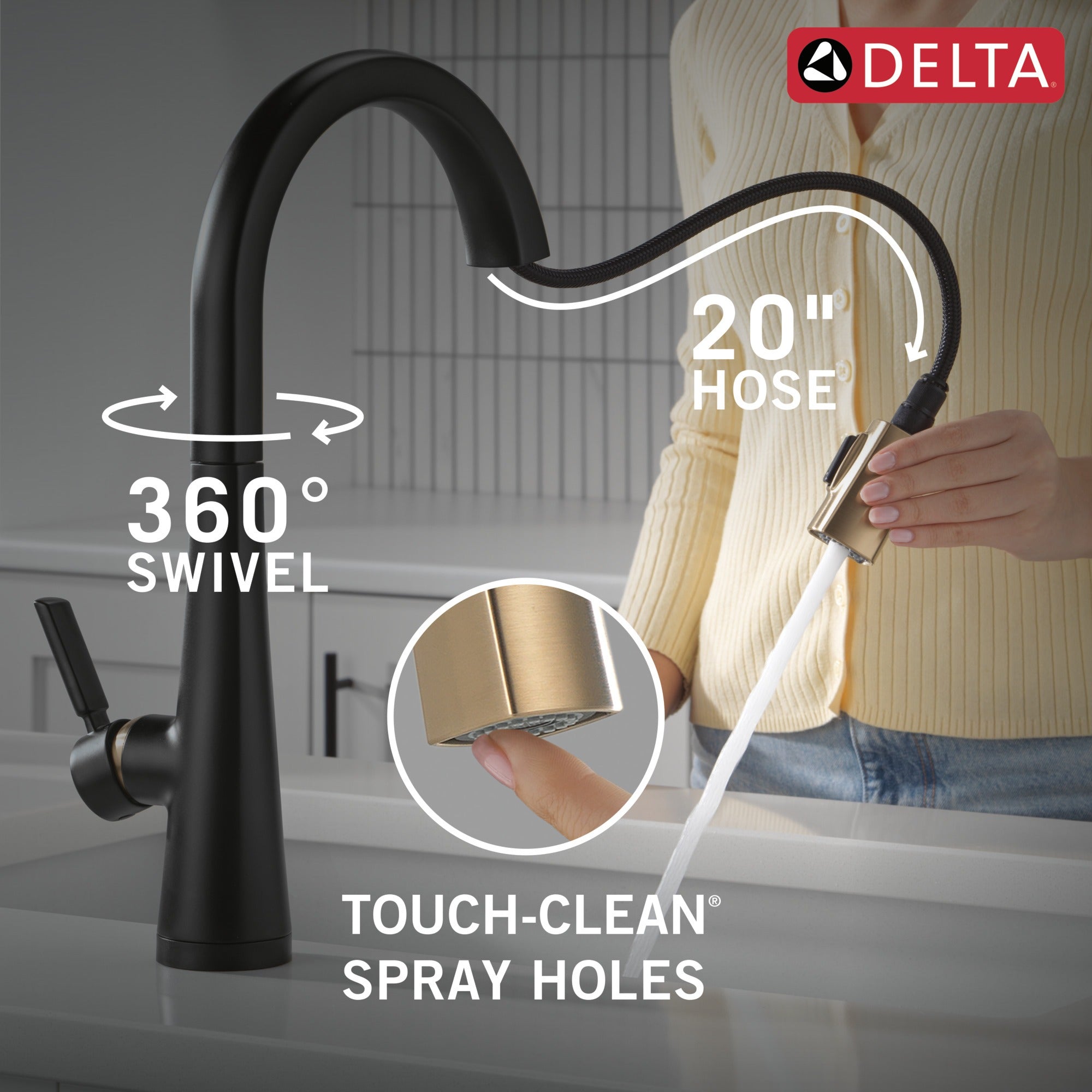 Delta Monrovia® Touch<sub>2</sub>O® Technology Kitchen Faucet with Touchless Technology