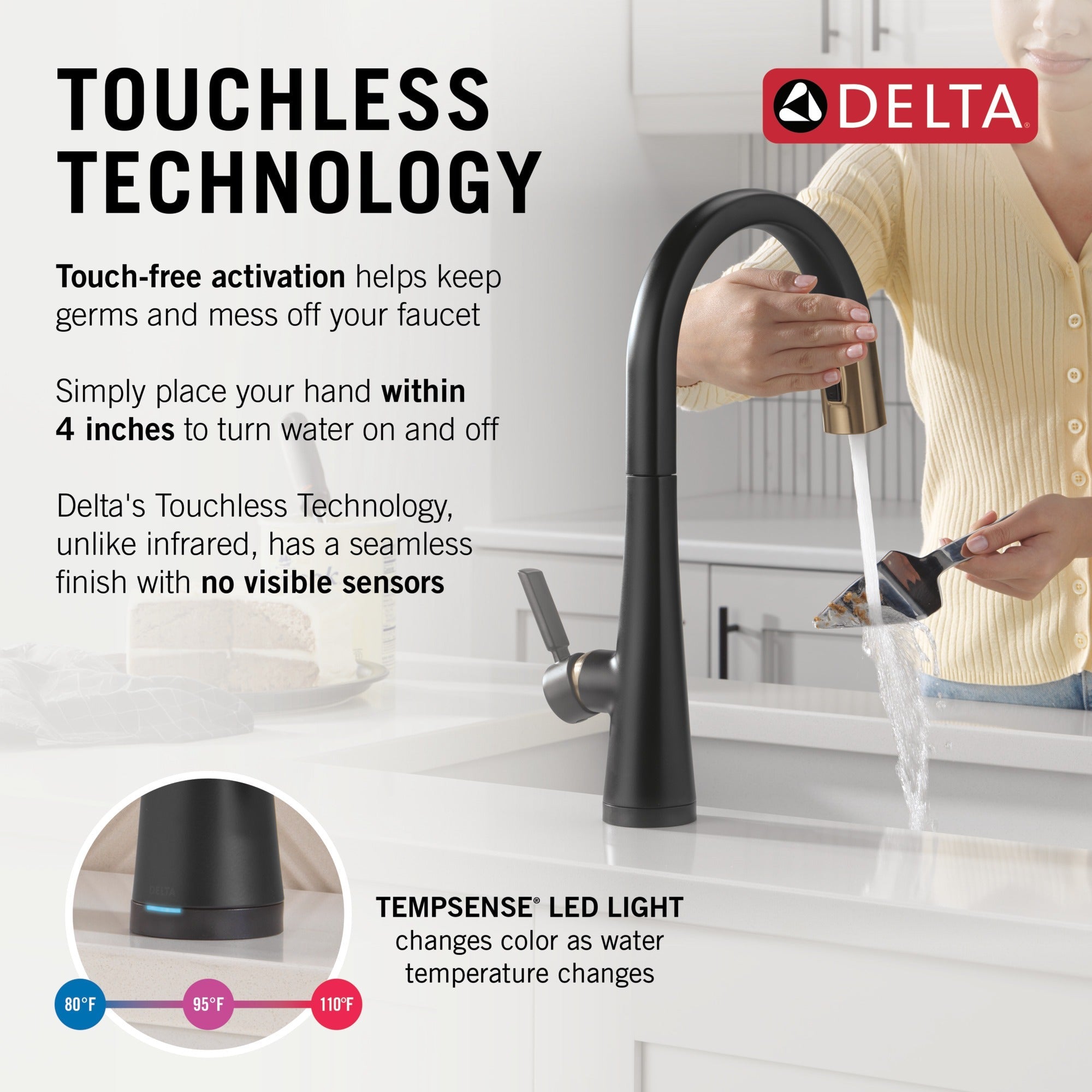 Delta Monrovia® Touch<sub>2</sub>O® Technology Kitchen Faucet with Touchless Technology