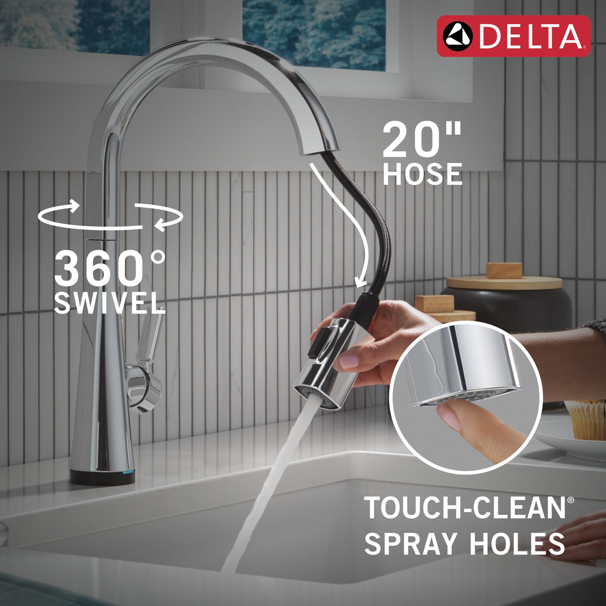 Delta Monrovia® Touch<sub>2</sub>O® Technology Kitchen Faucet with Touchless Technology