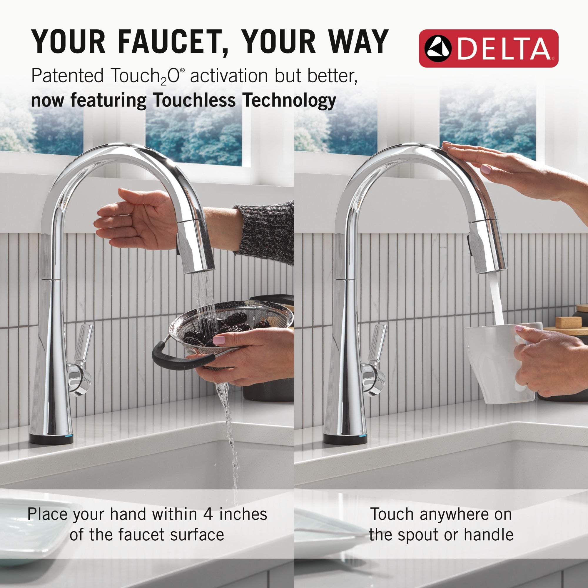 Delta Monrovia® Touch<sub>2</sub>O® Technology Kitchen Faucet with Touchless Technology